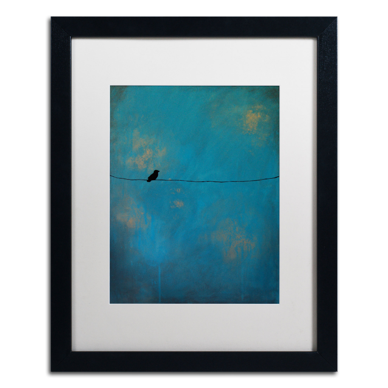 Nicole Dietz 'Lone Bird Blue' Black Wooden Framed Art 18 X 22 Inches