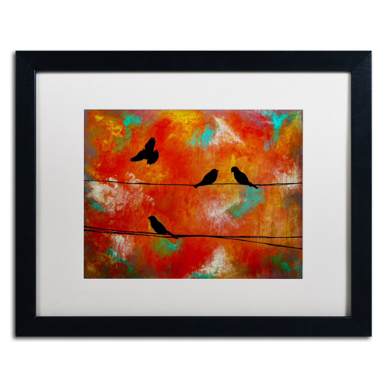 Nicole Dietz 'Birds Of Flight' Black Wooden Framed Art 18 X 22 Inches