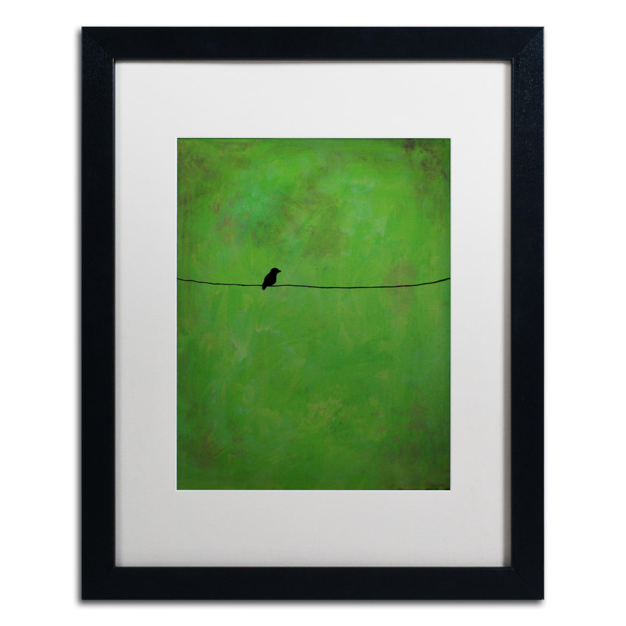 Nicole Dietz 'Lone Bird Green' Black Wooden Framed Art 18 X 22 Inches