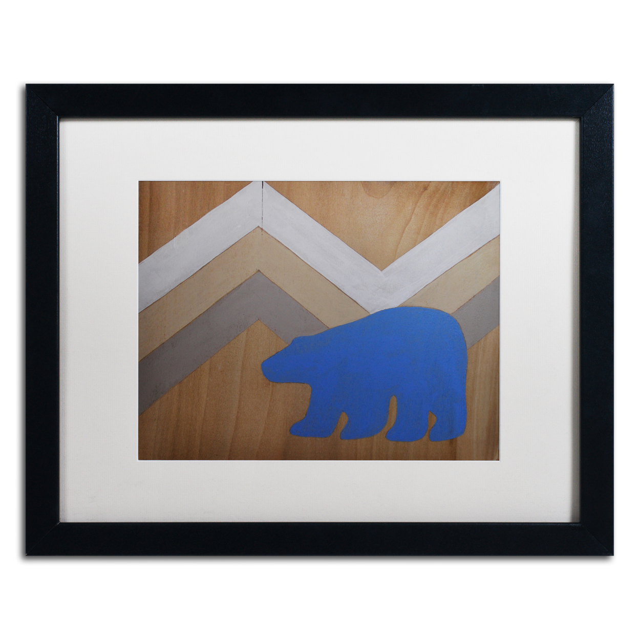 Nicole Dietz 'Blue Polar Bear' Black Wooden Framed Art 18 X 22 Inches