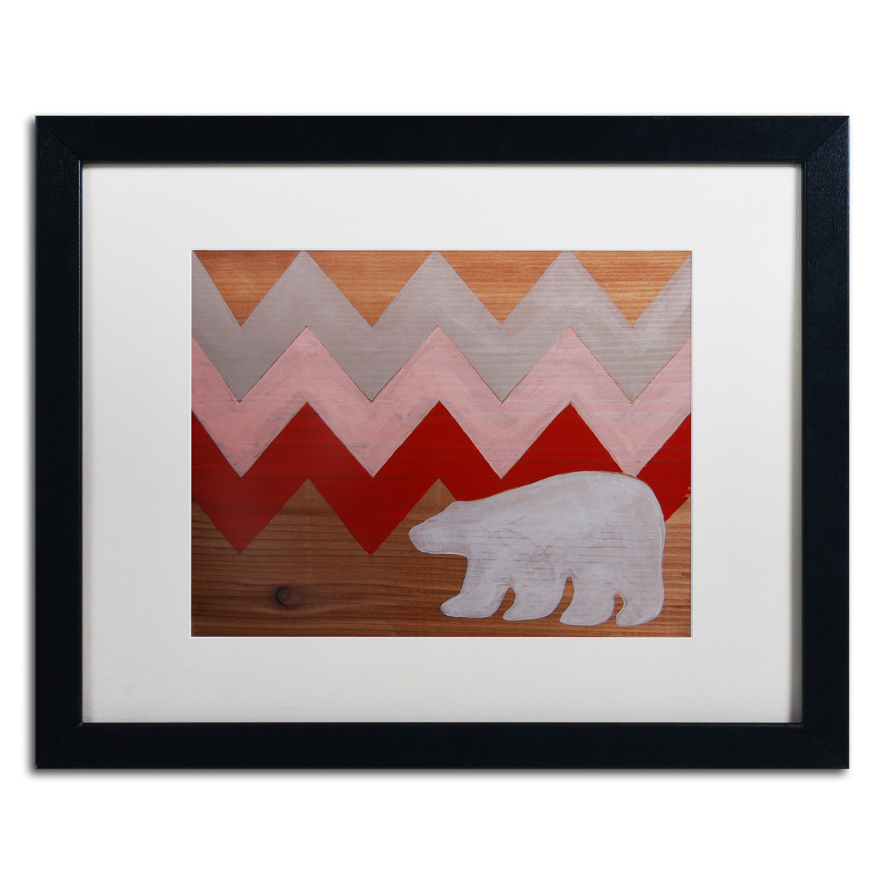 Nicole Dietz 'Polar Bear Red' Black Wooden Framed Art 18 X 22 Inches