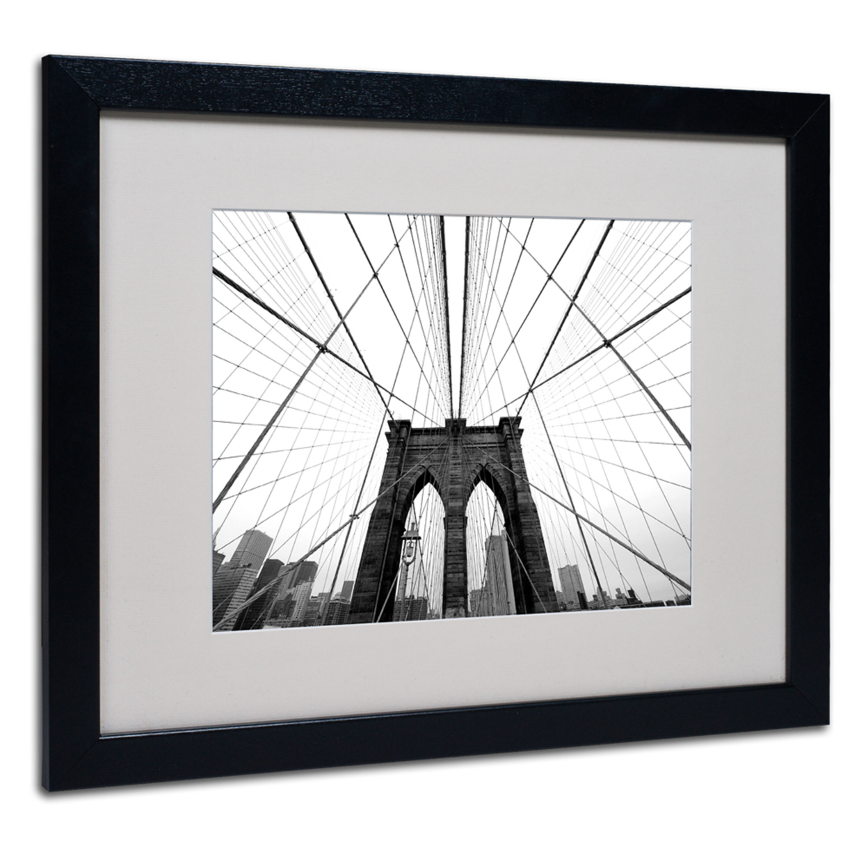 Nina Papiorek 'NYC Brooklyn Bridge' Black Wooden Framed Art 18 X 22 Inches