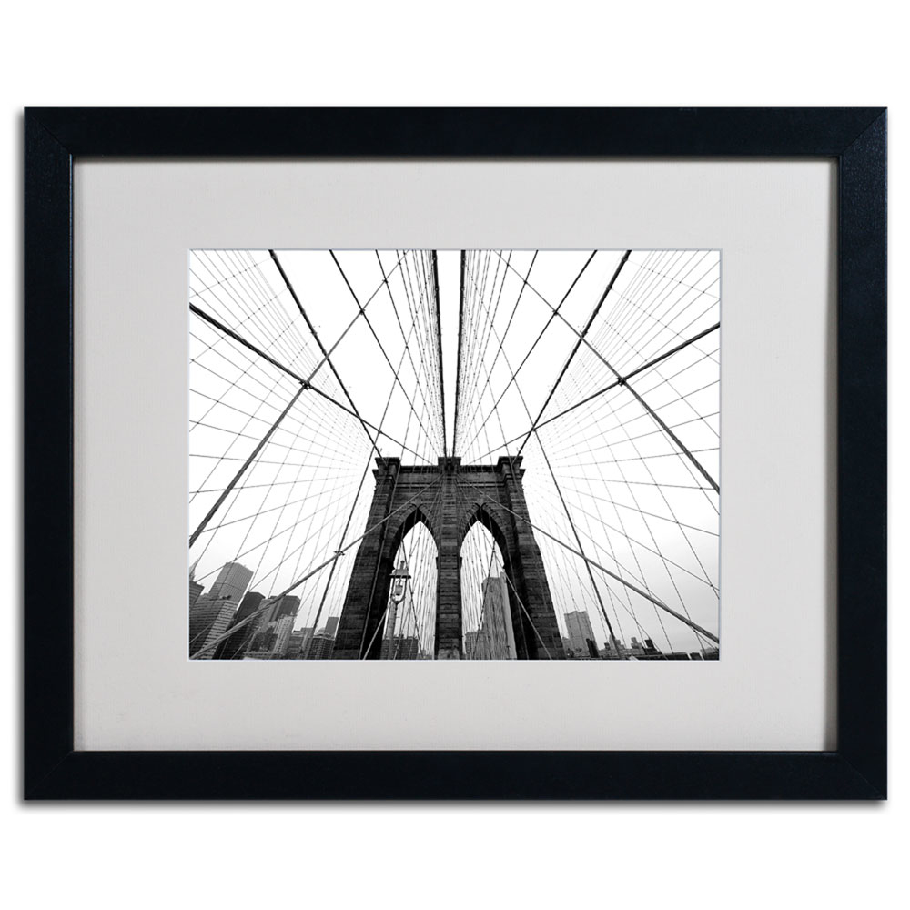 Nina Papiorek 'NYC Brooklyn Bridge' Black Wooden Framed Art 18 X 22 Inches