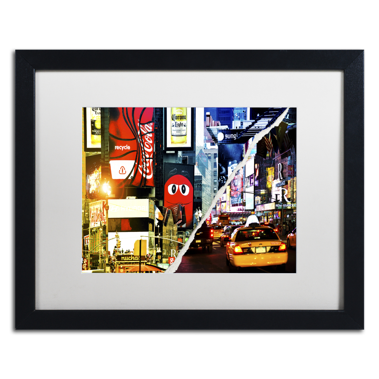 Philippe Hugonnard 'Times Square Night' Black Wooden Framed Art 18 X 22 Inches