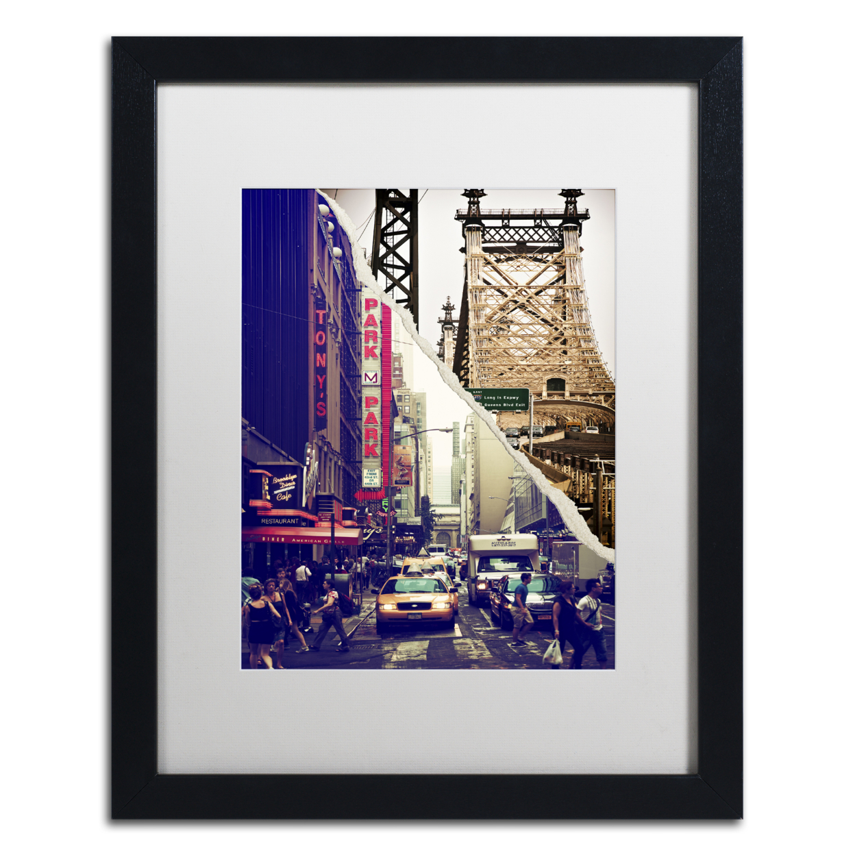 Philippe Hugonnard 'NYC Traffic' Black Wooden Framed Art 18 X 22 Inches