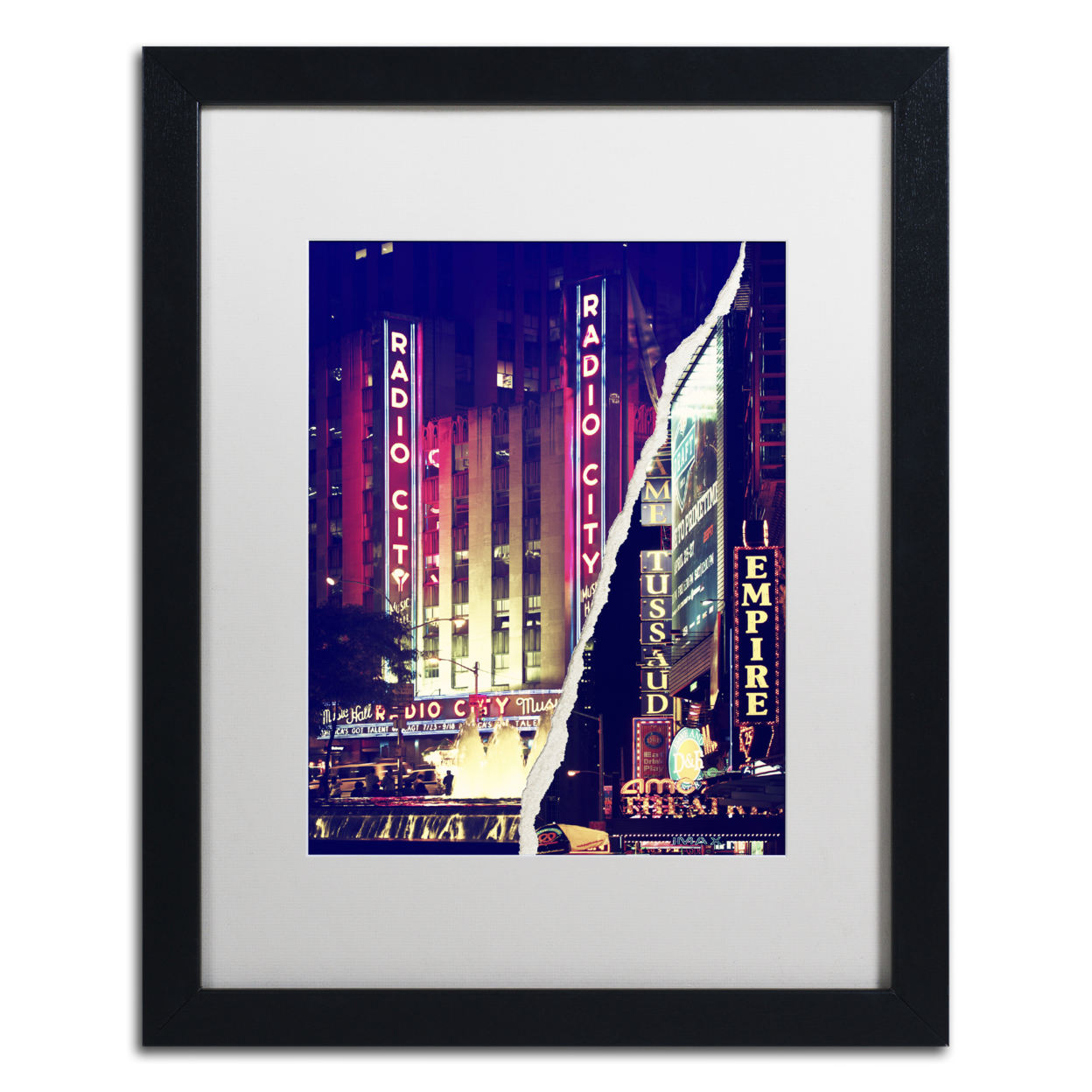 Philippe Hugonnard 'Times Square Theater District' Black Wooden Framed Art 18 X 22 Inches