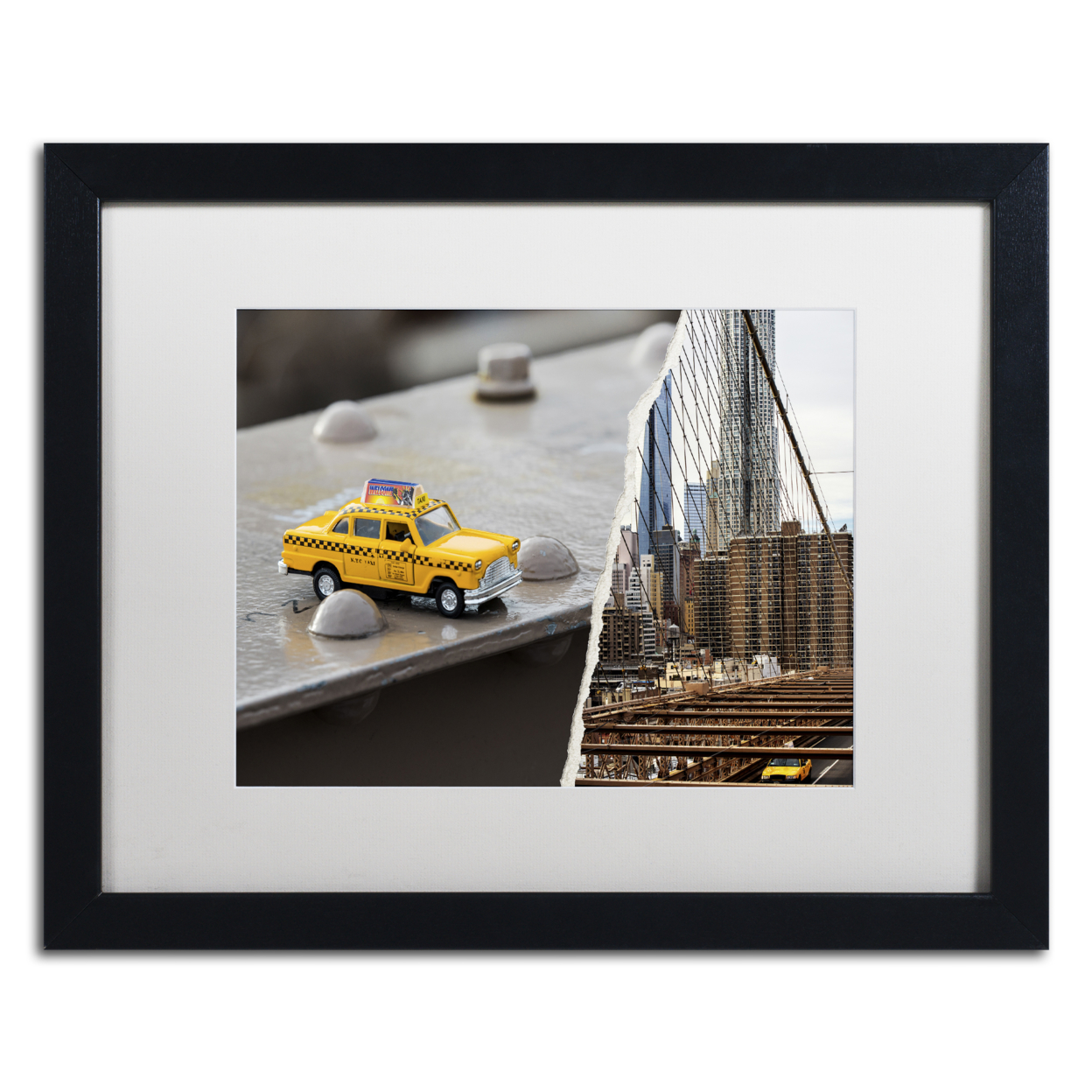 Philippe Hugonnard 'NYC Taxi' Black Wooden Framed Art 18 X 22 Inches