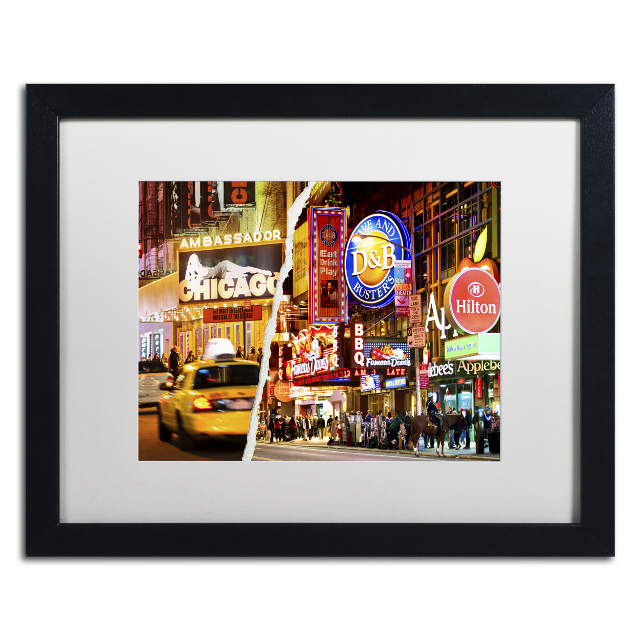 Philippe Hugonnard 'Times Square Colours' Black Wooden Framed Art 18 X 22 Inches