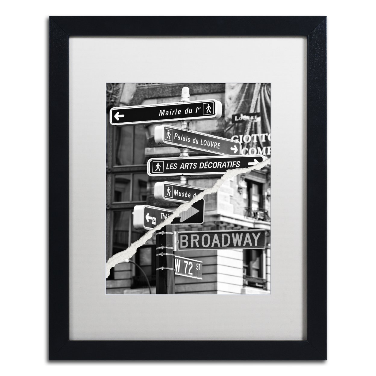 Philippe Hugonnard 'The Louvre Or Broadway' Black Wooden Framed Art 18 X 22 Inches