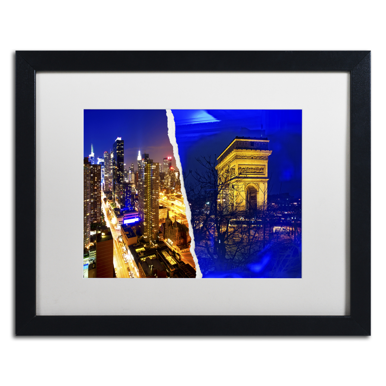 Philippe Hugonnard 'Cities At Night' Black Wooden Framed Art 18 X 22 Inches