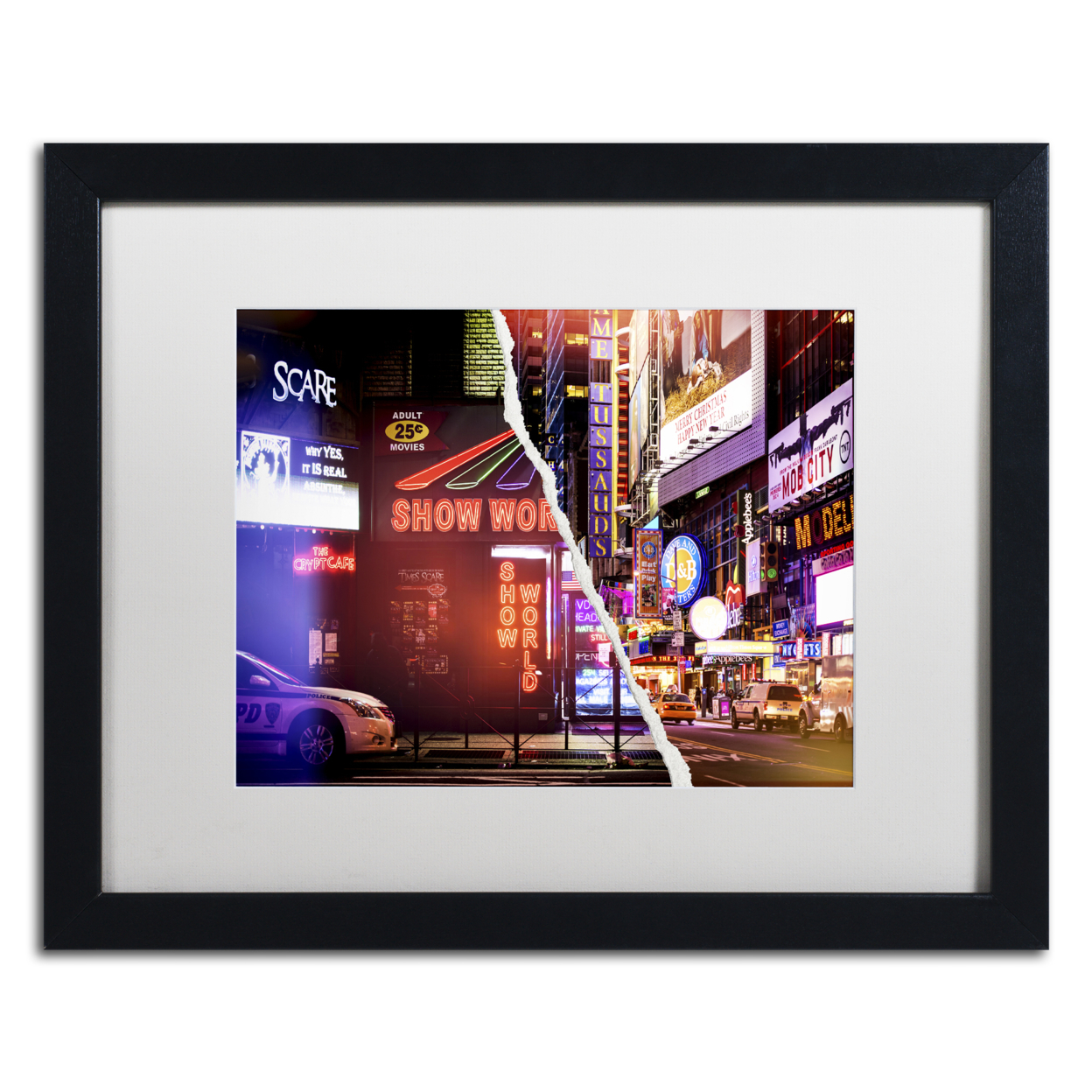 Philippe Hugonnard 'Times Square Show' Black Wooden Framed Art 18 X 22 Inches