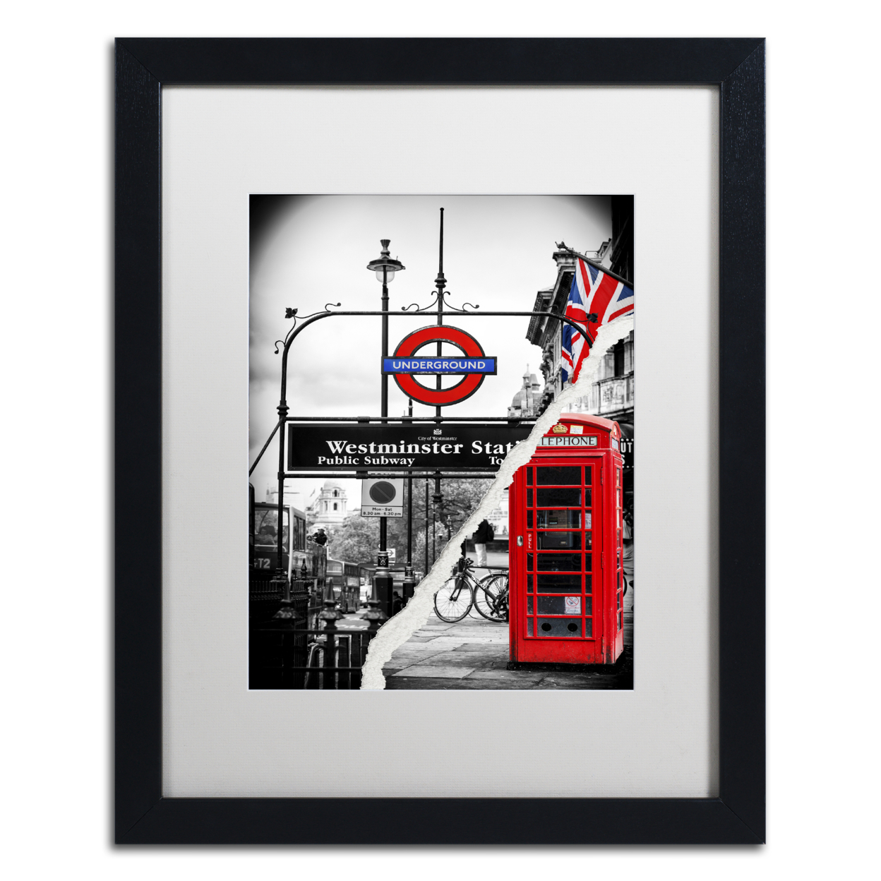 Philippe Hugonnard 'Westminster Station' Black Wooden Framed Art 18 X 22 Inches