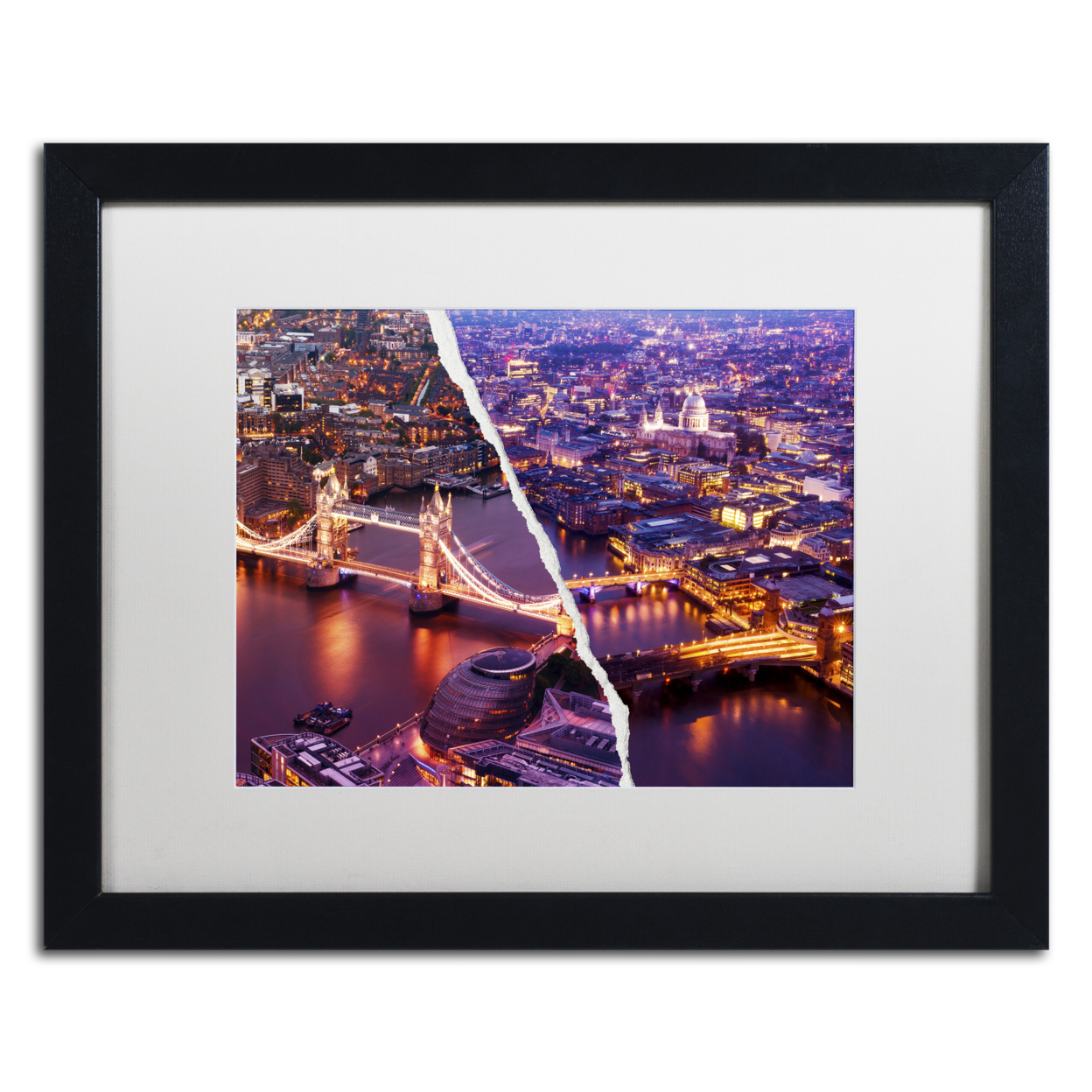 Philippe Hugonnard 'City Lights London' Black Wooden Framed Art 18 X 22 Inches