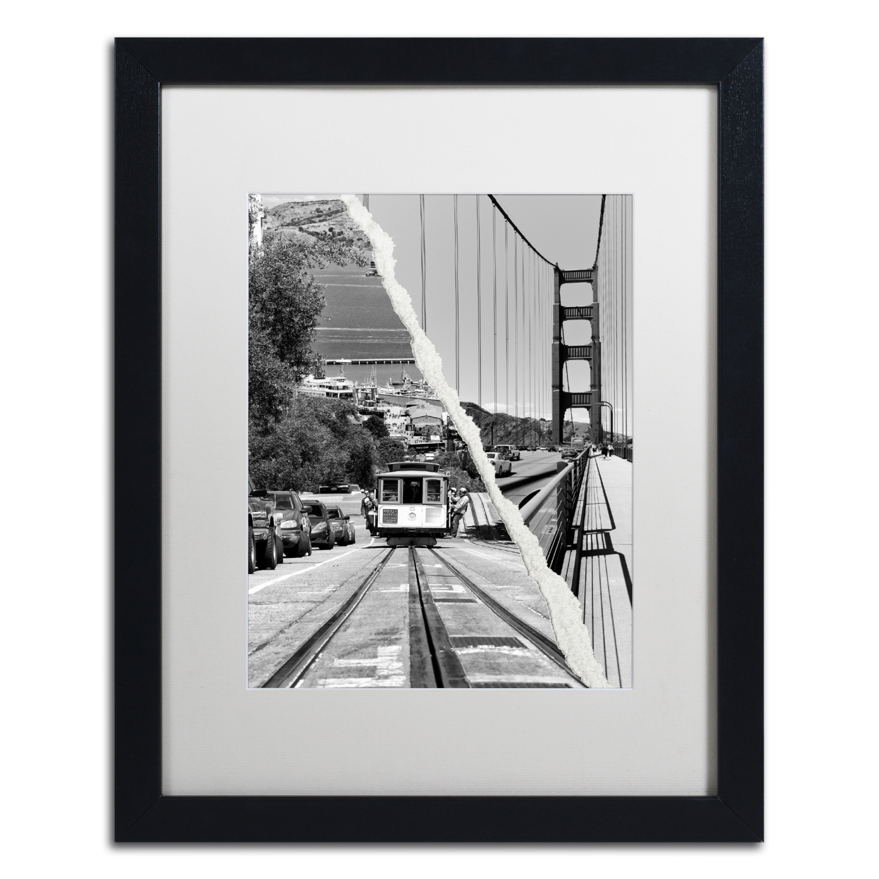 Philippe Hugonnard 'San Francisco Cable Car' Black Wooden Framed Art 18 X 22 Inches