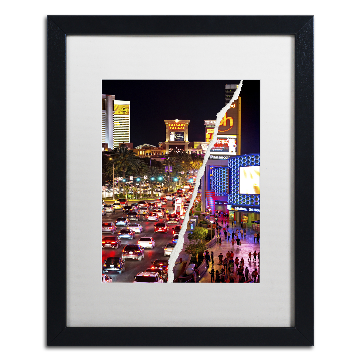 Philippe Hugonnard 'The City Of Las Vegas' Black Wooden Framed Art 18 X 22 Inches