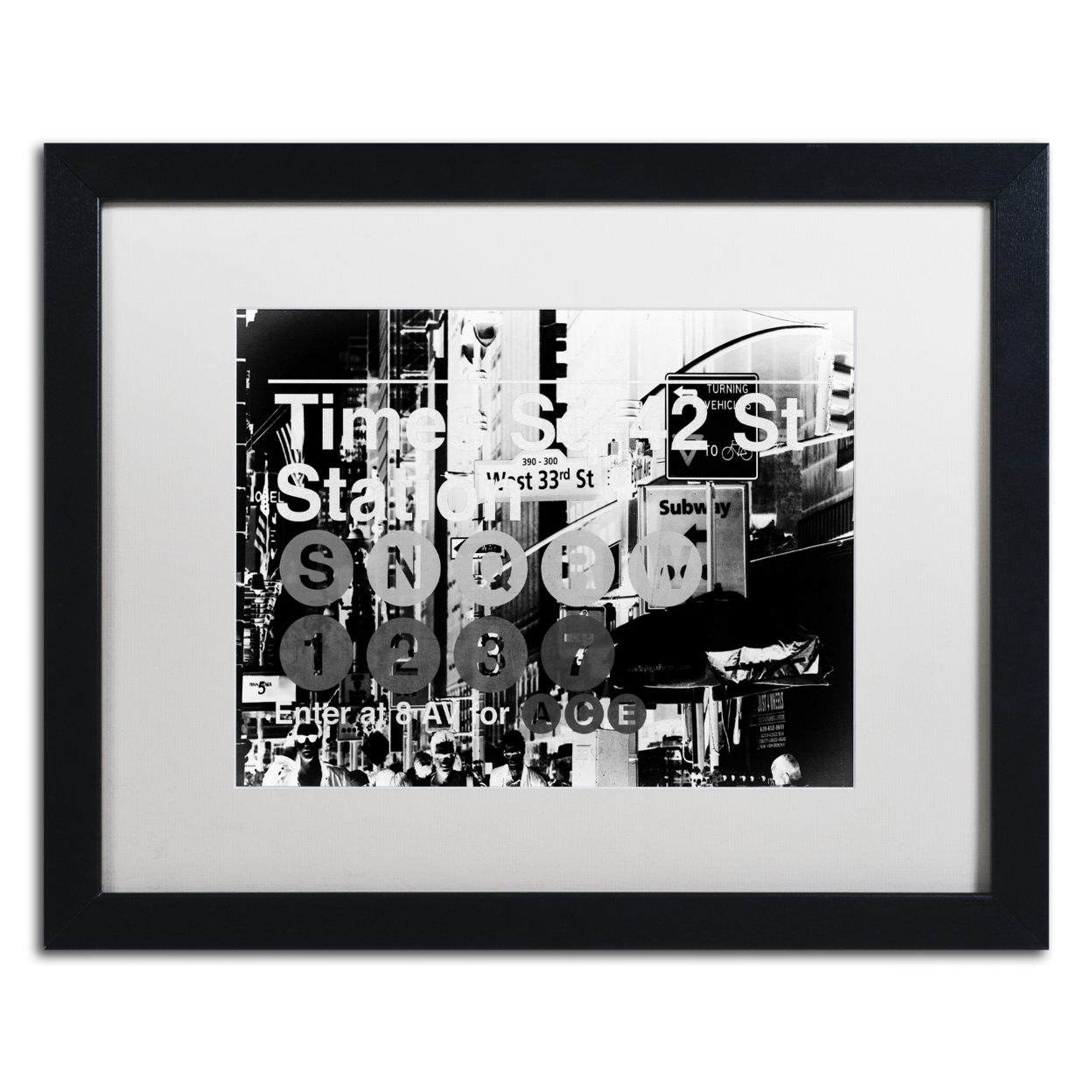 Philippe Hugonnard 'Subway City Art NYC II' Black Wooden Framed Art 18 X 22 Inches