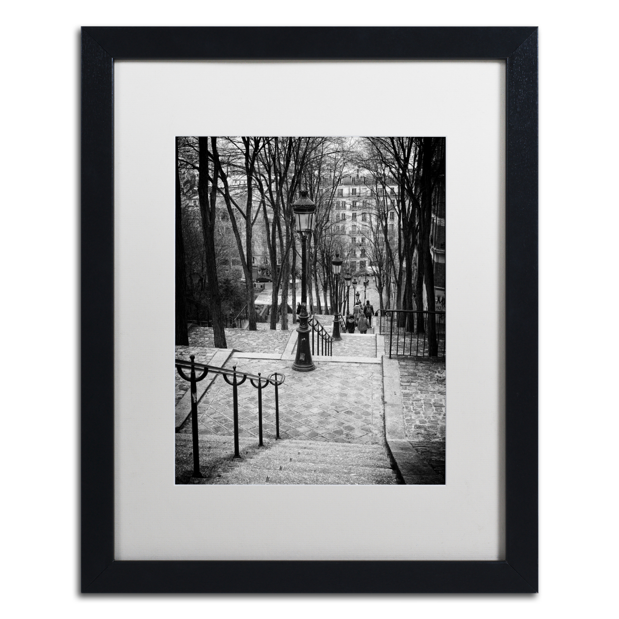 Philippe Hugonnard 'Staircase Montmartre Paris' Black Wooden Framed Art 18 X 22 Inches