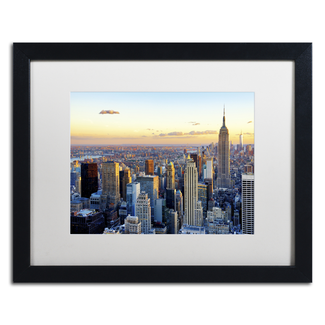 Philippe Hugonnard 'NYC At Sunset' Black Wooden Framed Art 18 X 22 Inches