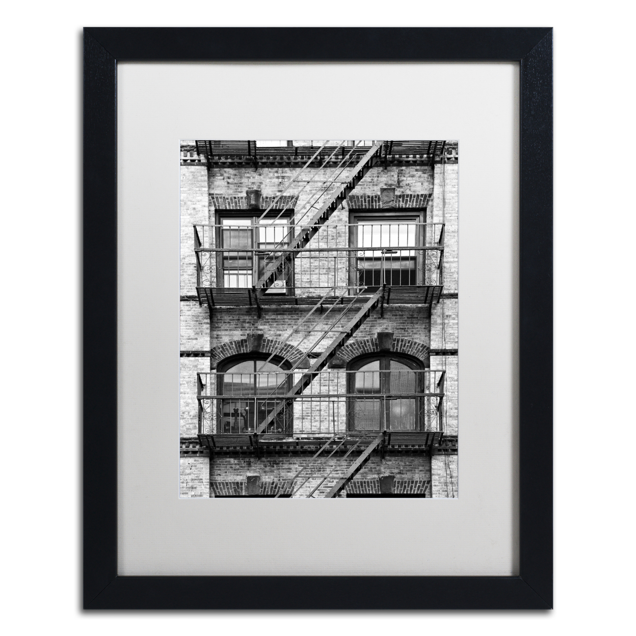 Philippe Hugonnard 'Fire Escape Manhattan' Black Wooden Framed Art 18 X 22 Inches