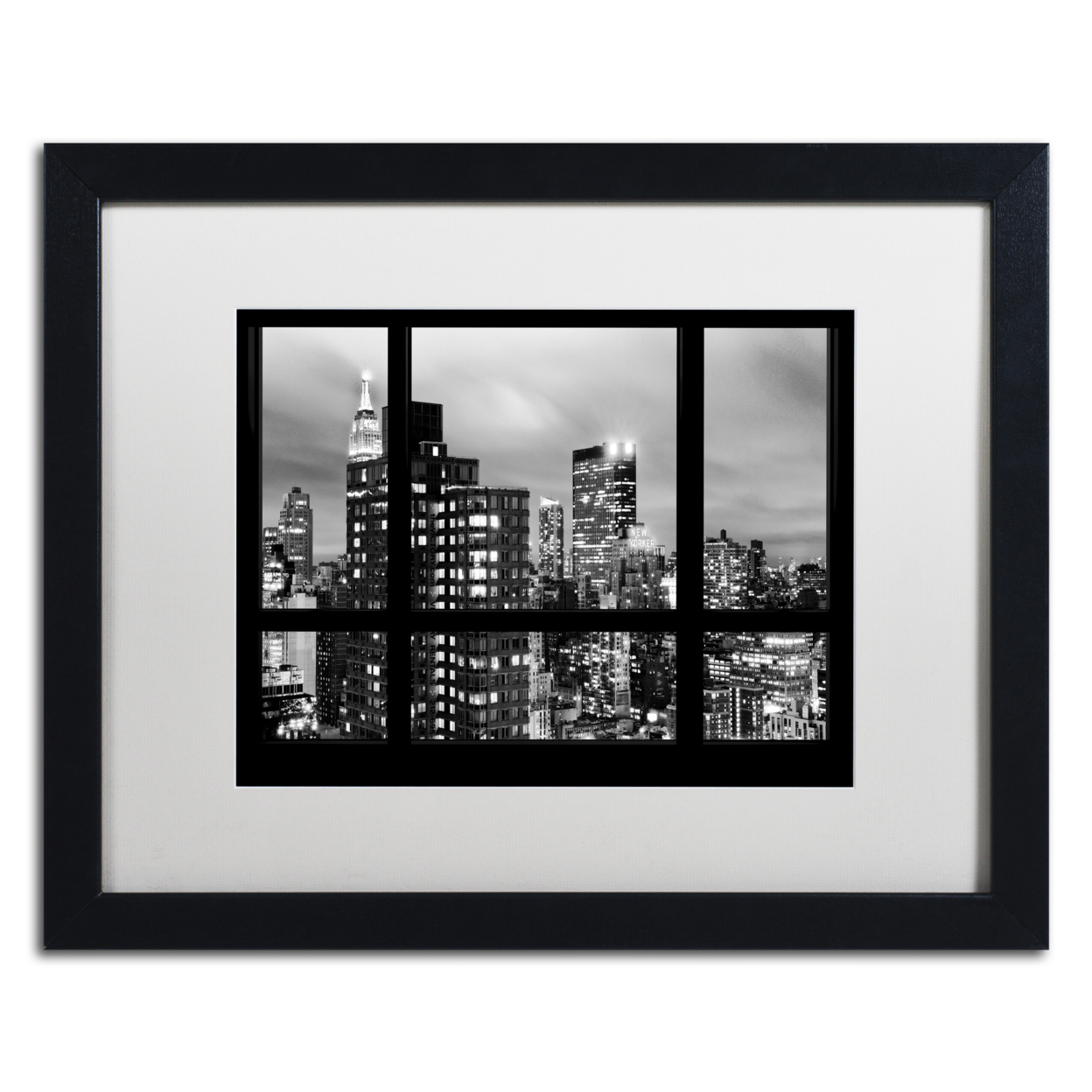 Philippe Hugonnard 'Window View Manhattan BW' Black Wooden Framed Art 18 X 22 Inches