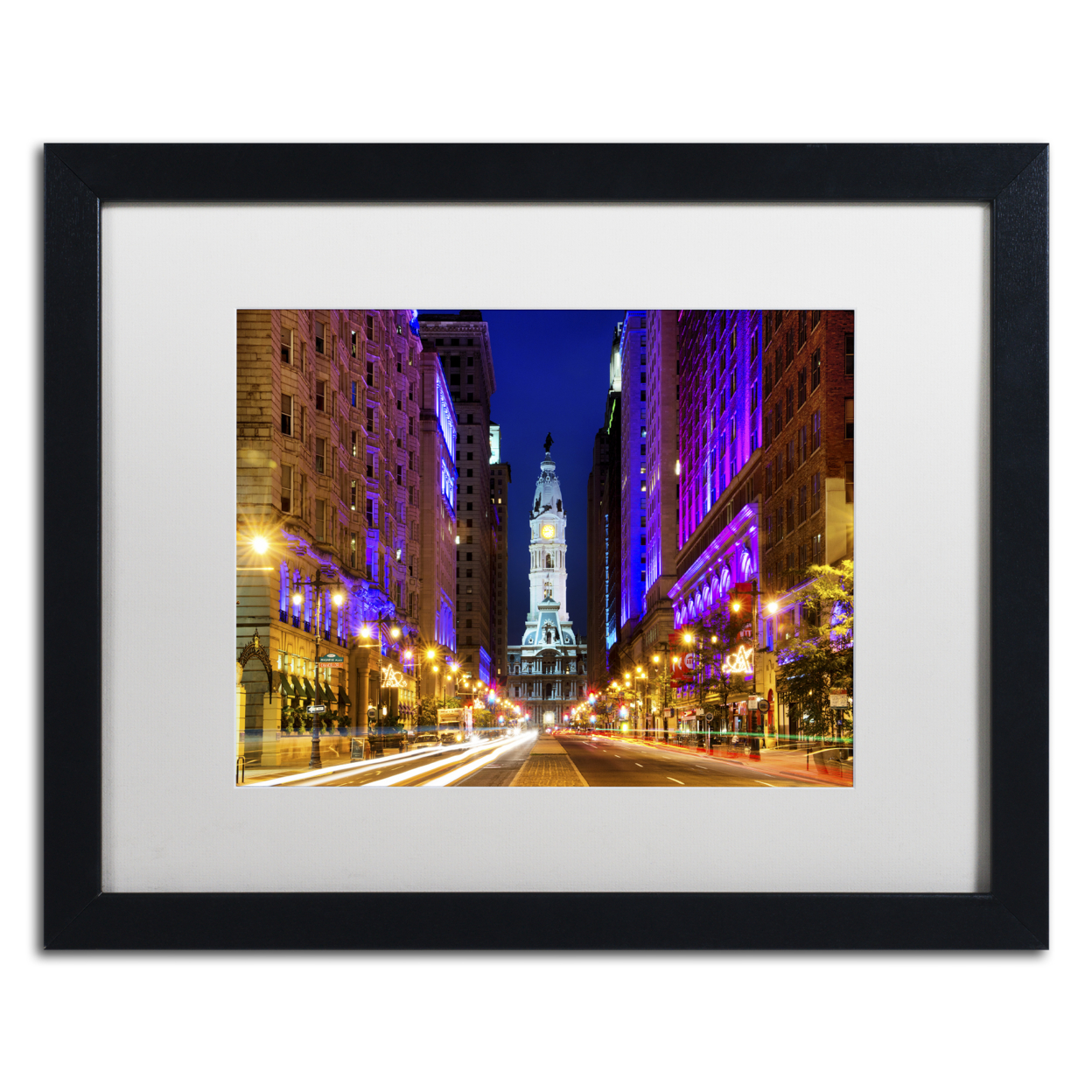 Philippe Hugonnard 'City Hall Philadelphia' Black Wooden Framed Art 18 X 22 Inches