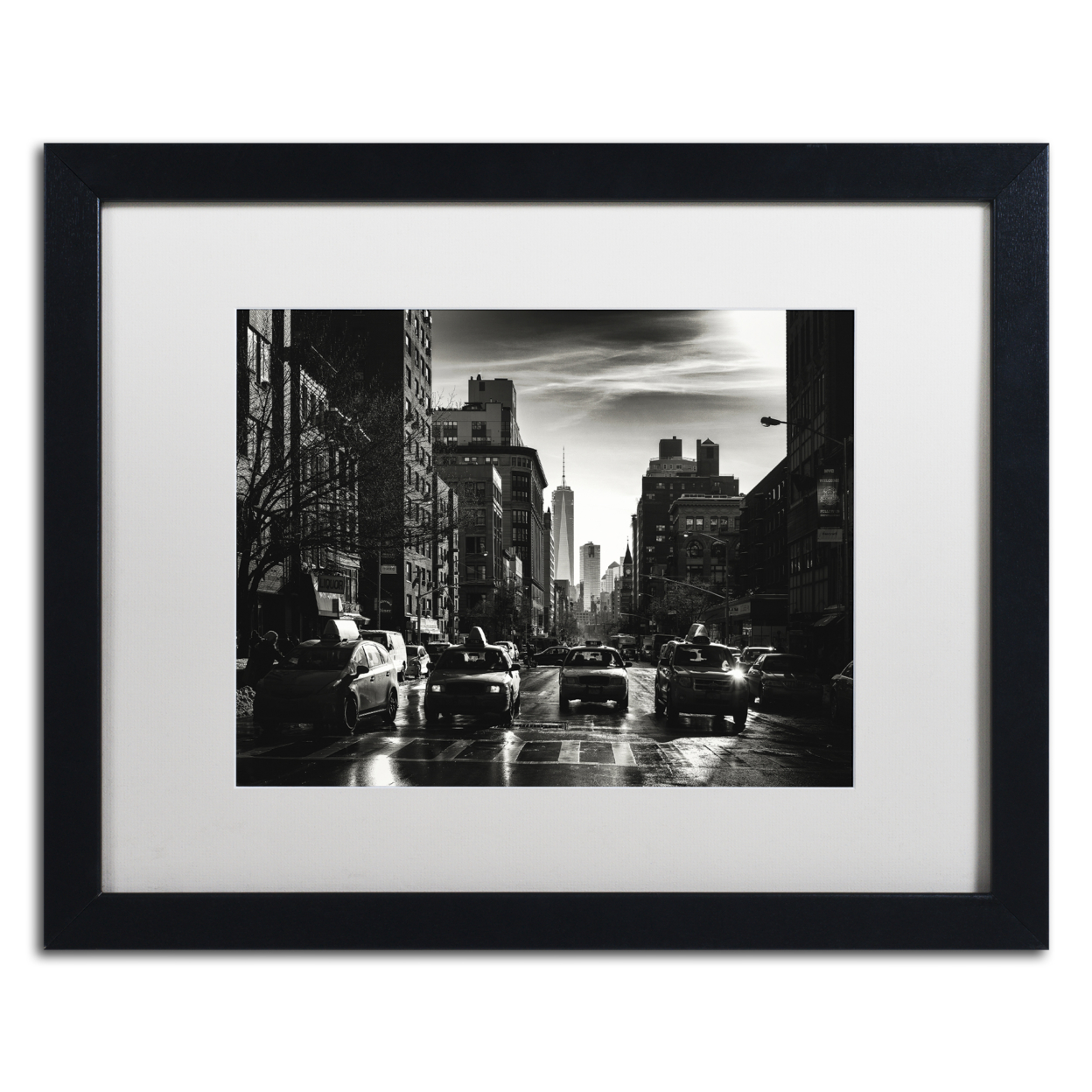 Philippe Hugonnard 'Gotham Taxi NYC' Black Wooden Framed Art 18 X 22 Inches