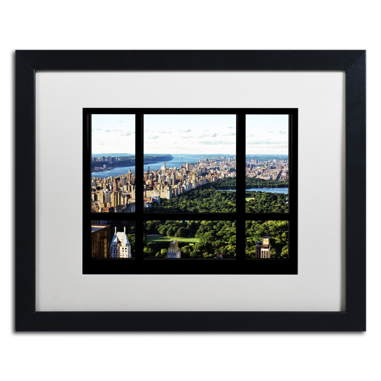 Philippe Hugonnard 'Central Park Window View' Black Wooden Framed Art 18 X 22 Inches
