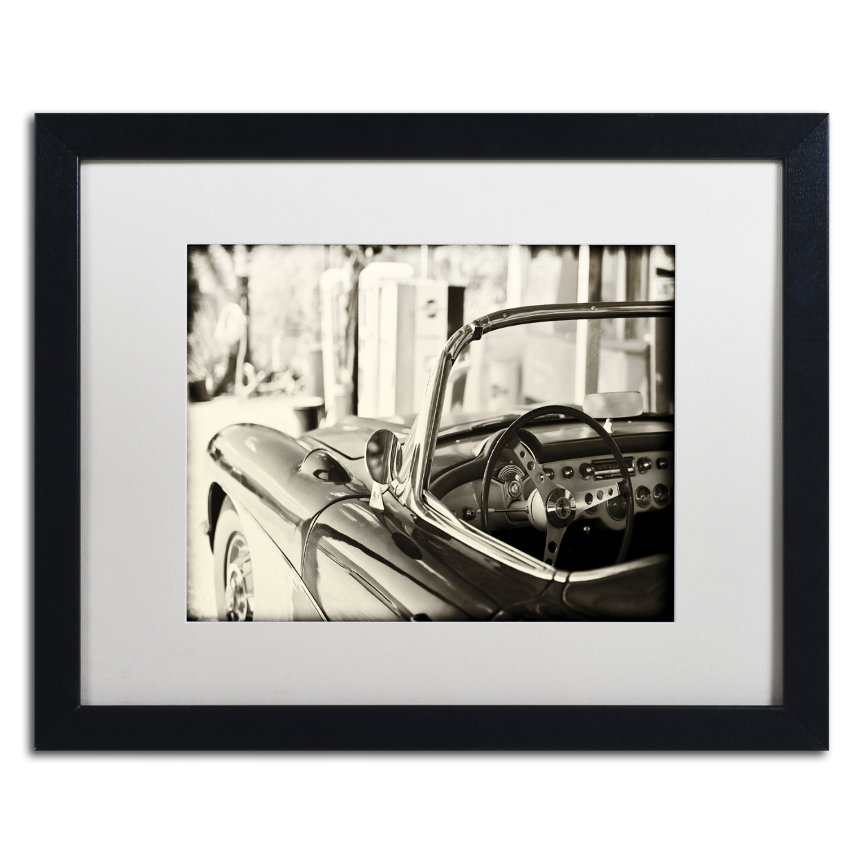 Philippe Hugonnard 'Classic Car' Black Wooden Framed Art 18 X 22 Inches
