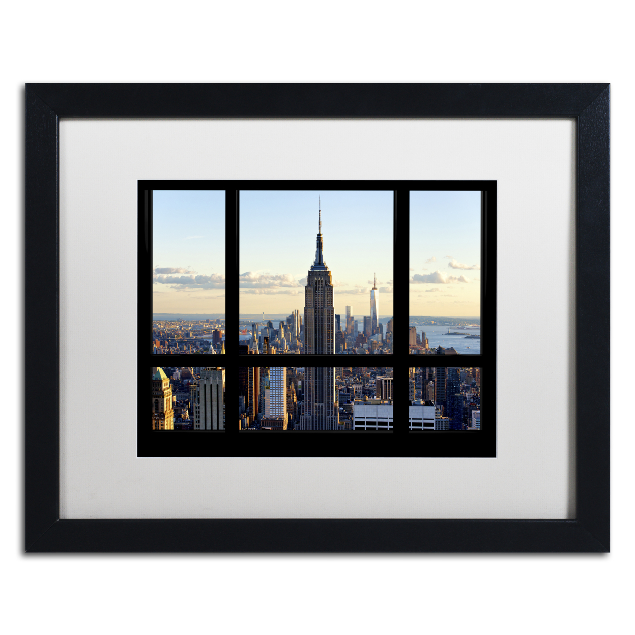 Philippe Hugonnard 'New York Window View' Black Wooden Framed Art 18 X 22 Inches