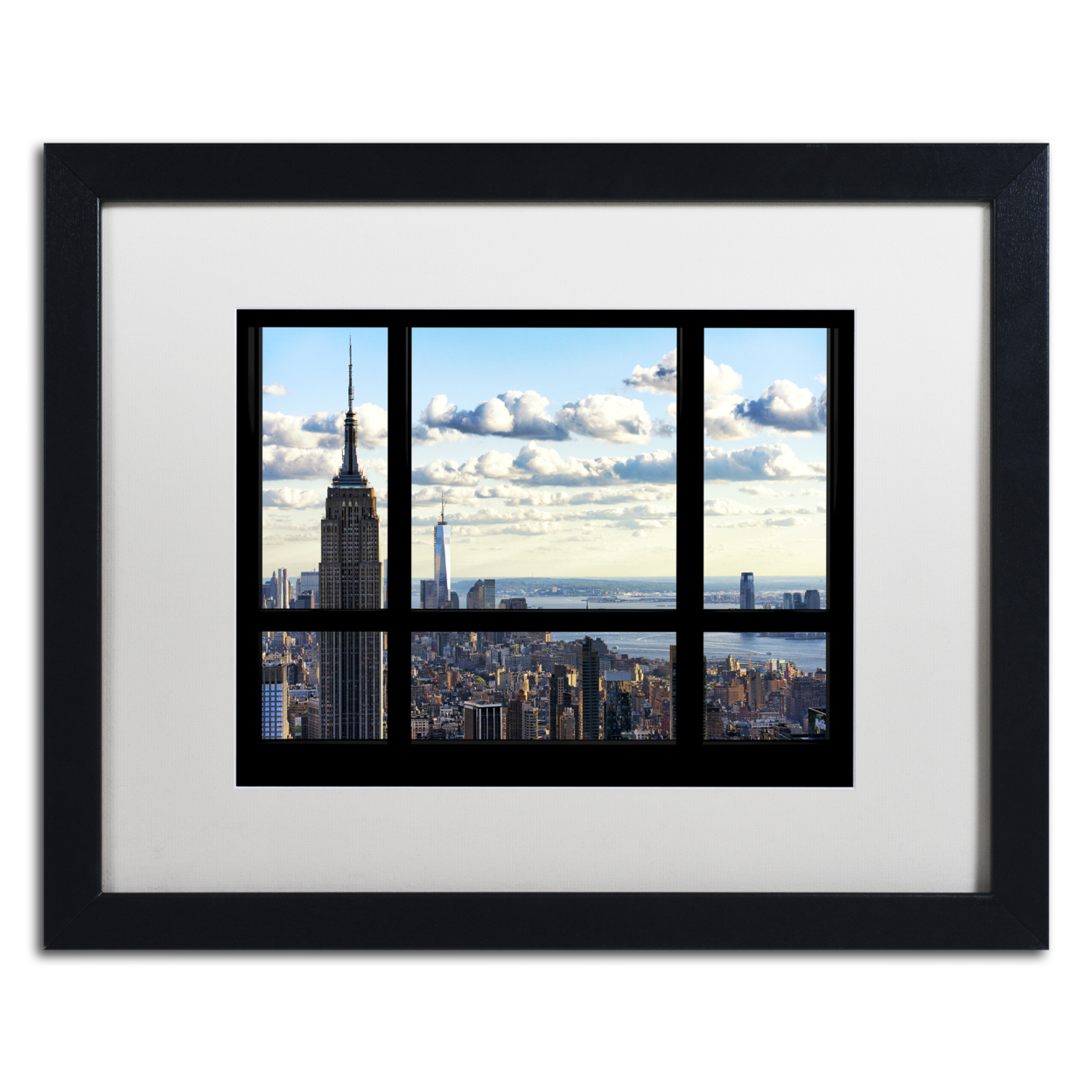 Philippe Hugonnard 'Window View Manhattan' Black Wooden Framed Art 18 X 22 Inches