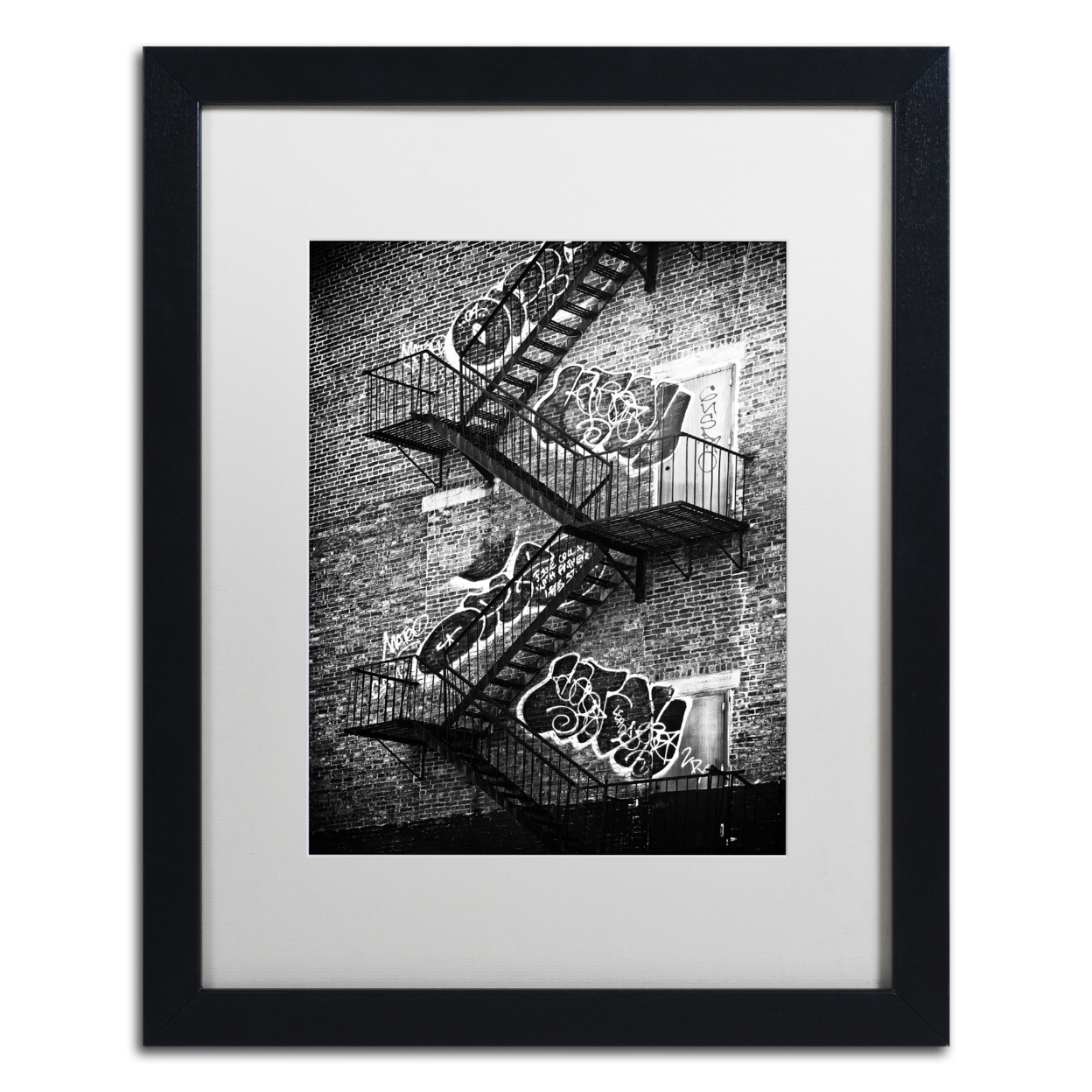 Philippe Hugonnard 'NYC Fire Escape' Black Wooden Framed Art 18 X 22 Inches