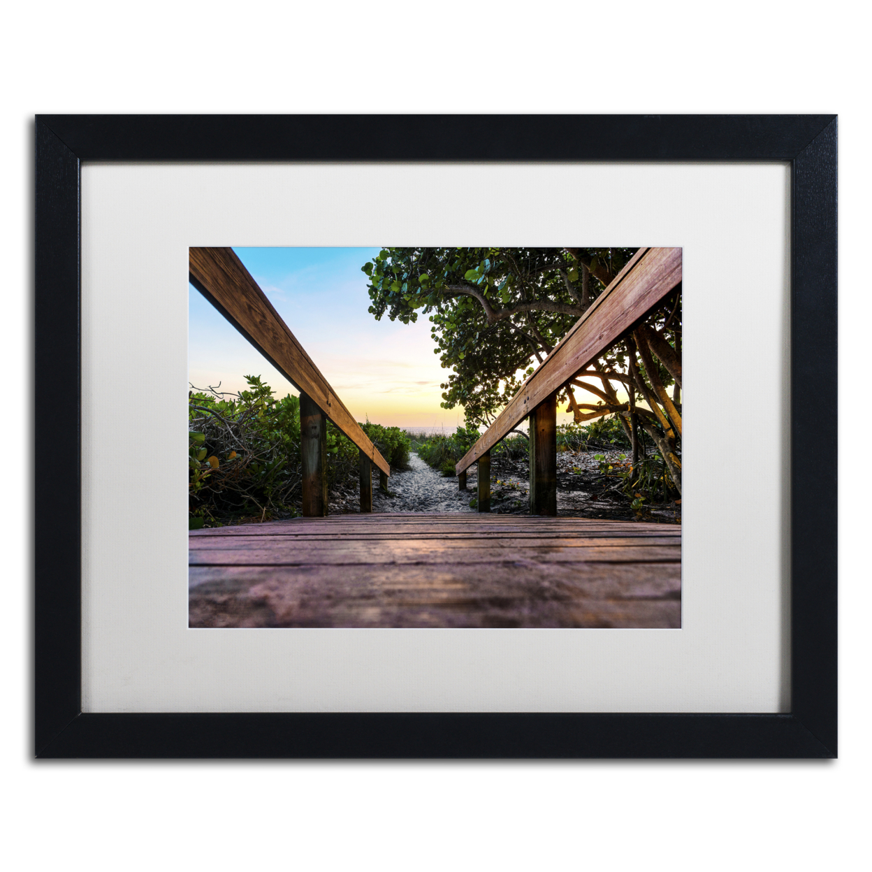 Philippe Hugonnard 'Boardwalk Miami' Black Wooden Framed Art 18 X 22 Inches