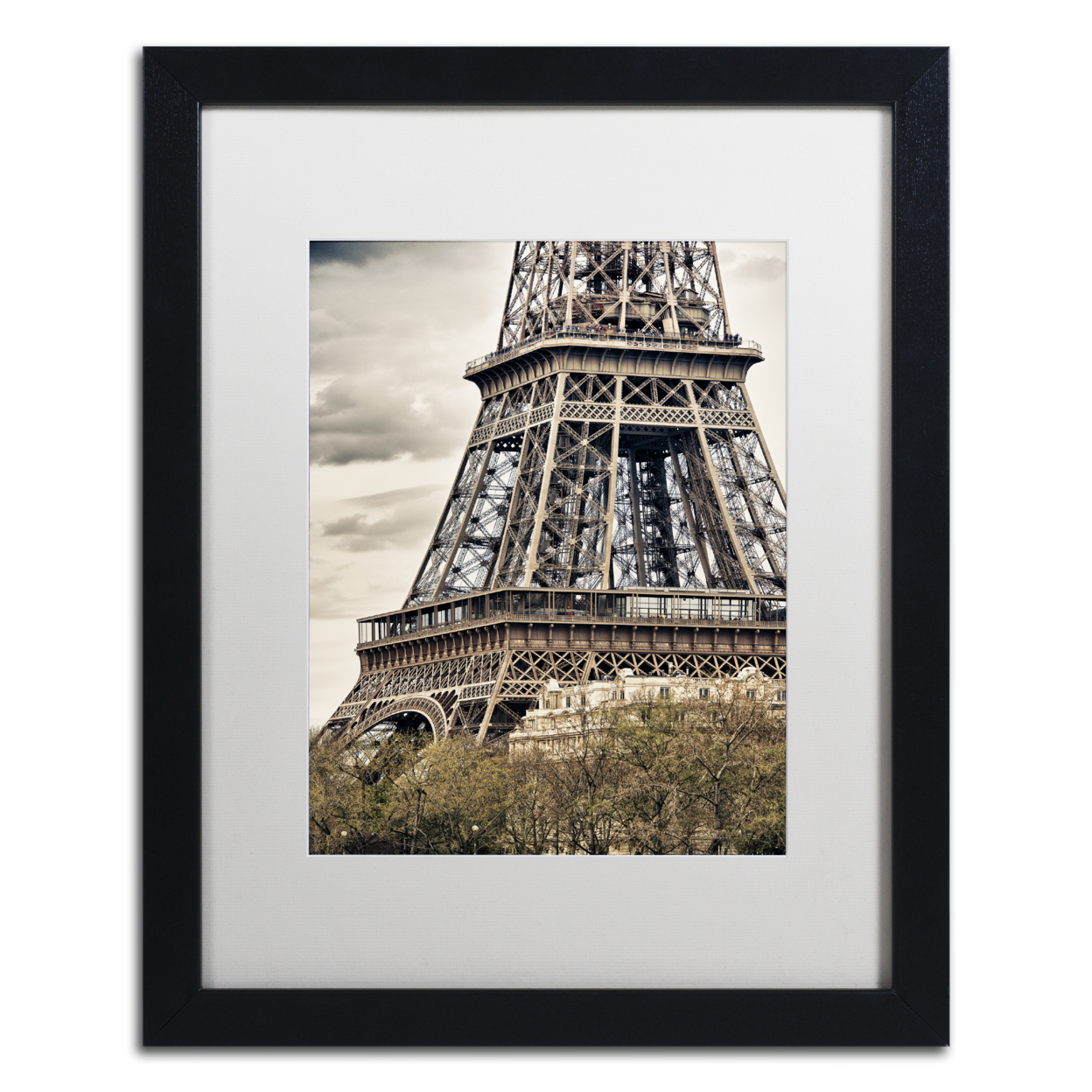 Philippe Hugonnard 'View Of The Eiffel Tower' Black Wooden Framed Art 18 X 22 Inches