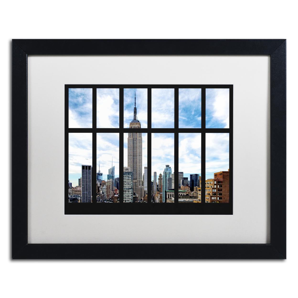 Philippe Hugonnard 'Empire State Building View' Black Wooden Framed Art 18 X 22 Inches