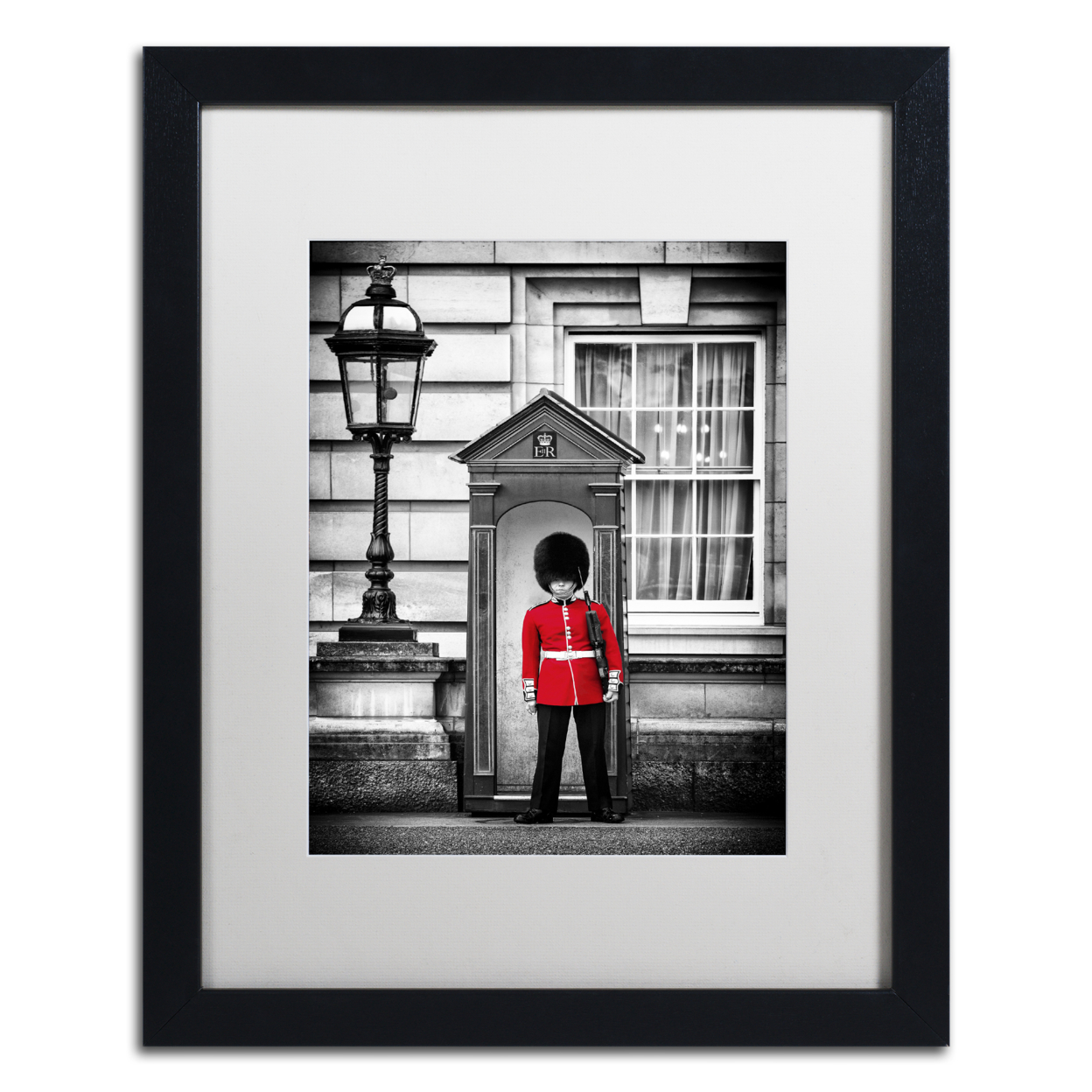 Philippe Hugonnard 'Queen's Guard London' Black Wooden Framed Art 18 X 22 Inches