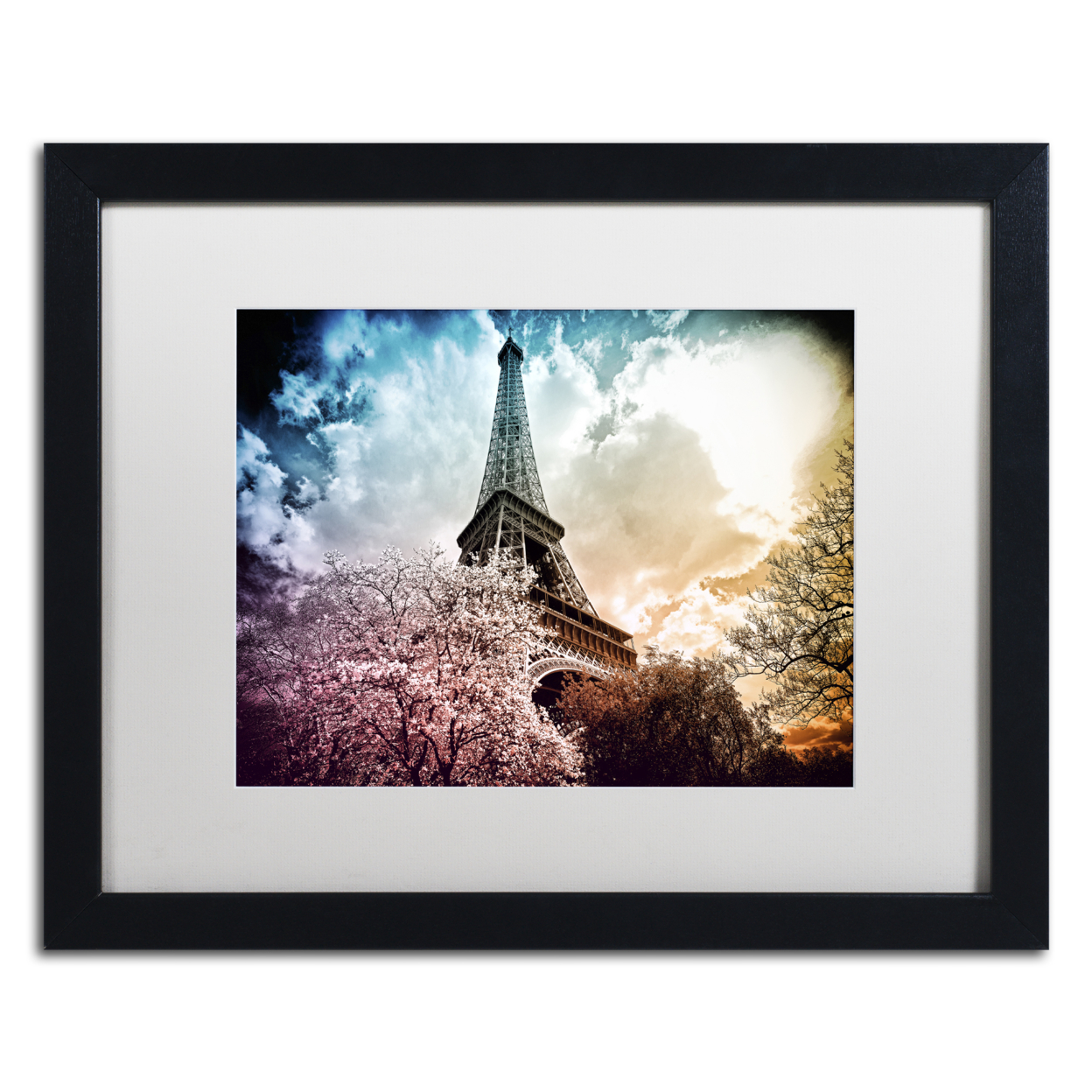 Philippe Hugonnard 'Eiffel Tower Color' Black Wooden Framed Art 18 X 22 Inches