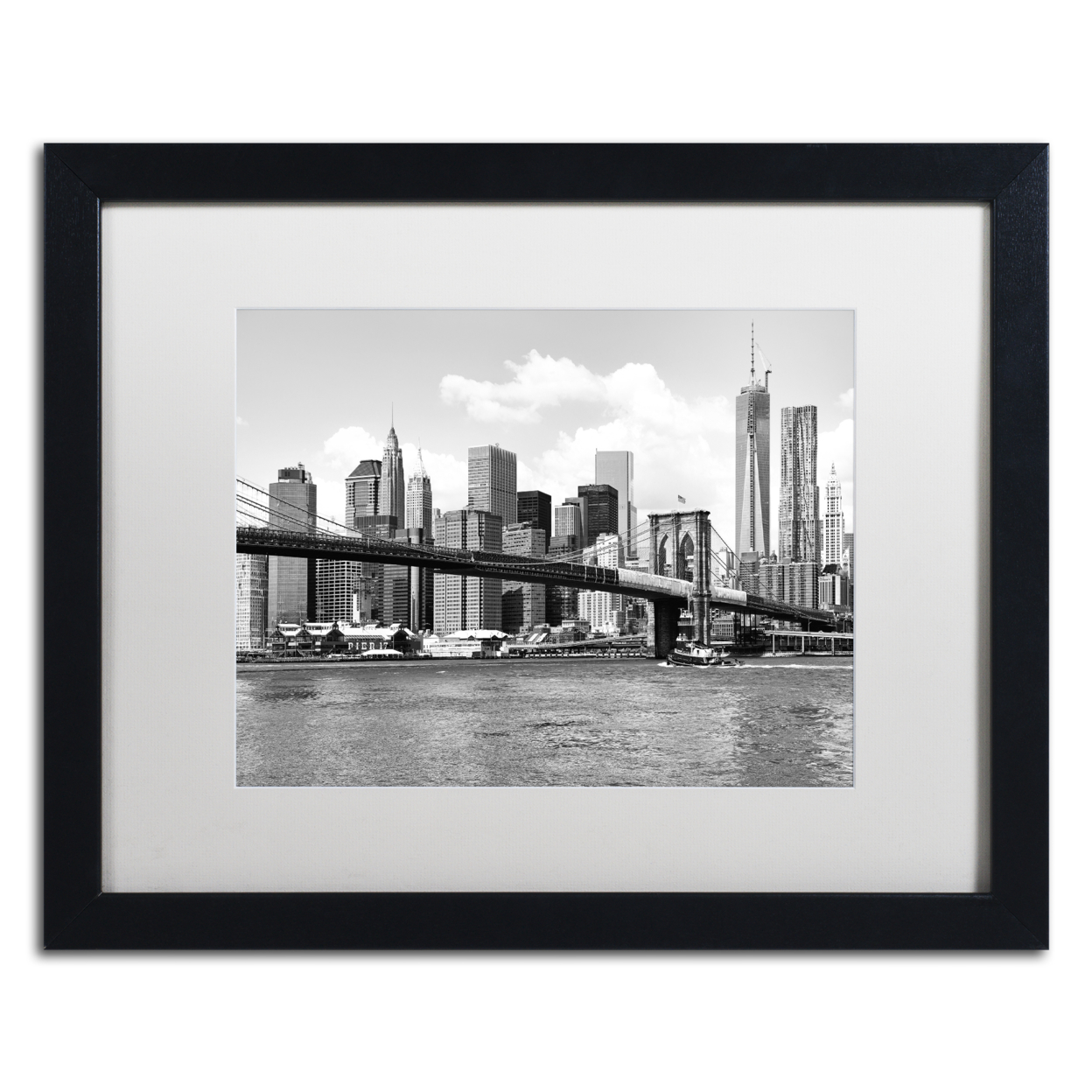 Philippe Hugonnard 'View Of Manhattan' Black Wooden Framed Art 18 X 22 Inches