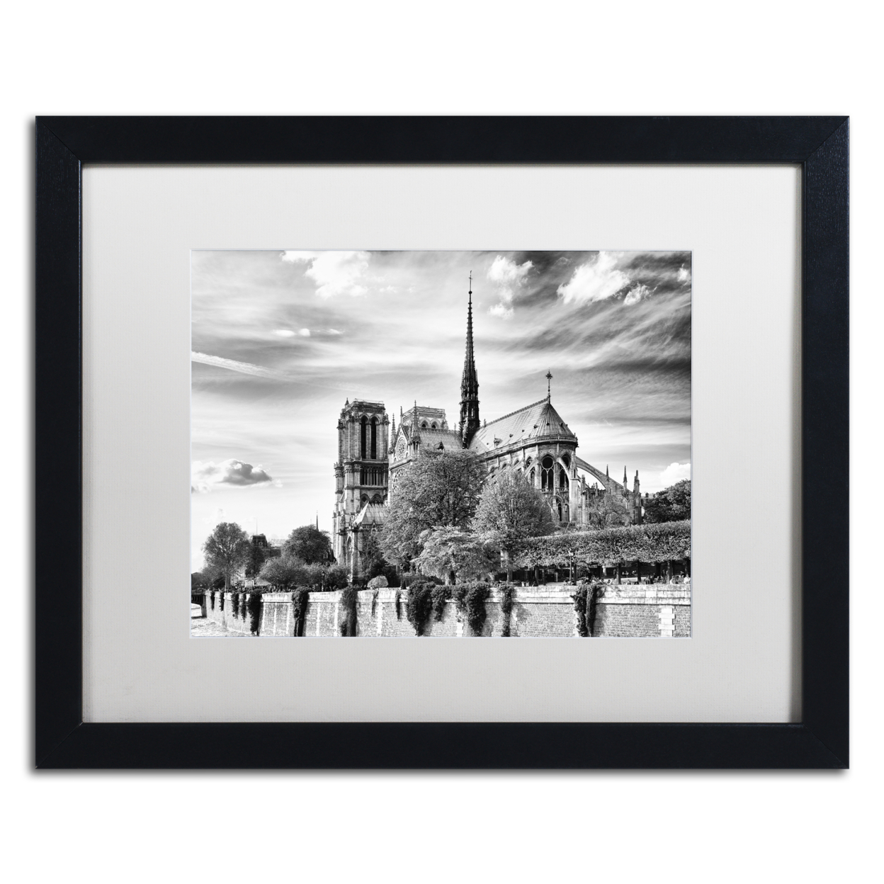 Philippe Hugonnard 'Notre Dame Cathedral Paris' Black Wooden Framed Art 18 X 22 Inches