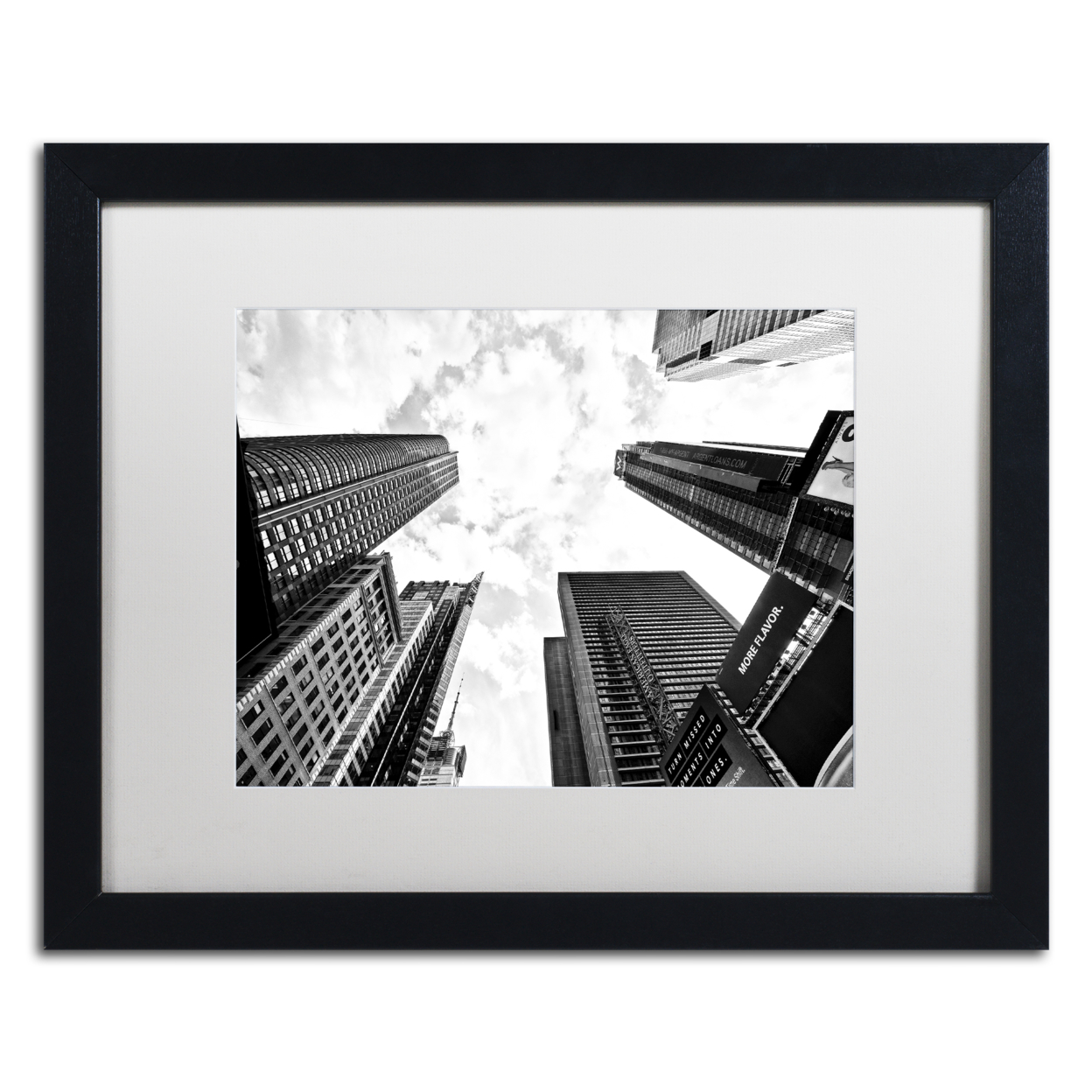 Philippe Hugonnard 'Times Square Skyscrapers' Black Wooden Framed Art 18 X 22 Inches