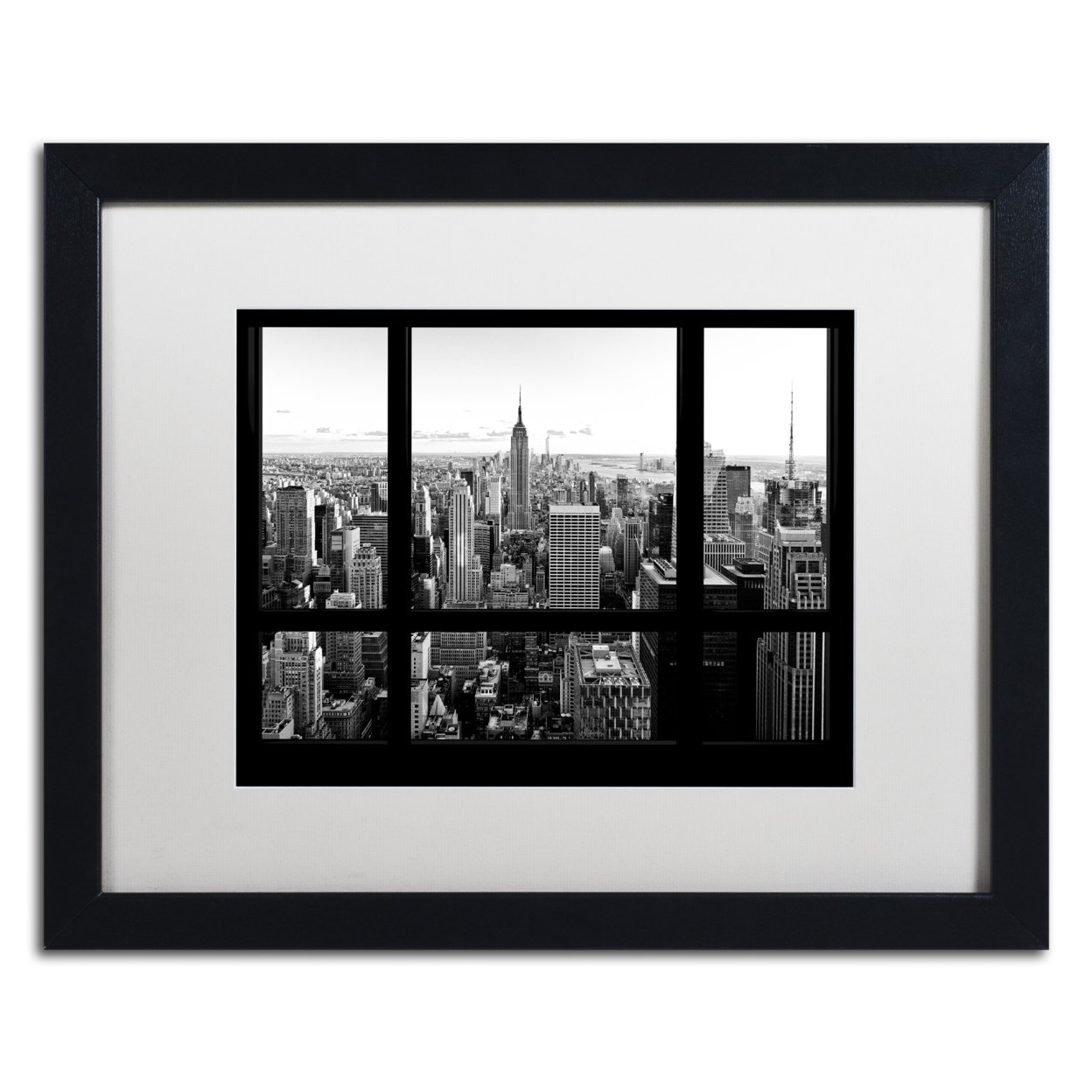 Philippe Hugonnard 'View Of New York City' Black Wooden Framed Art 18 X 22 Inches