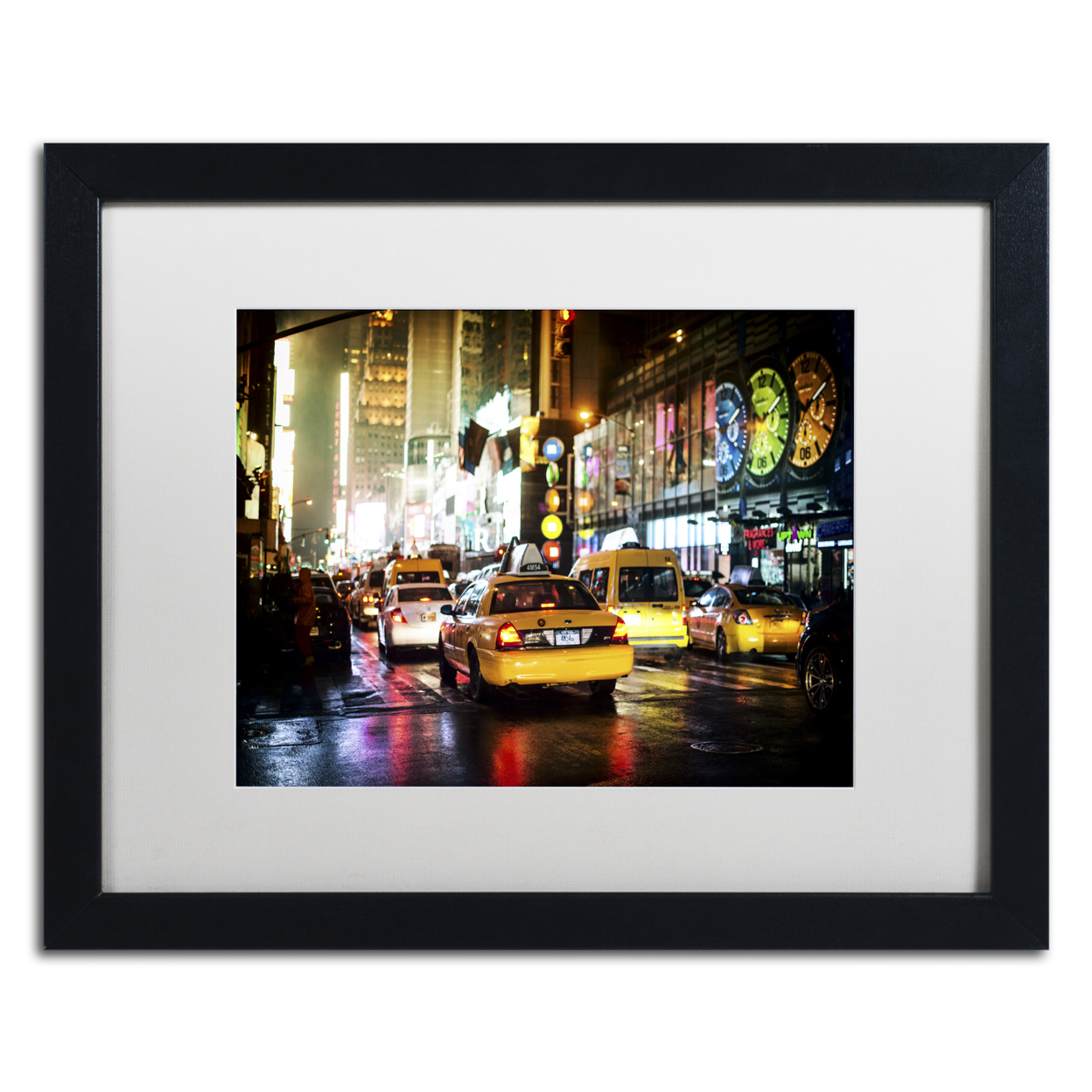 Philippe Hugonnard 'Time Night NYC' Black Wooden Framed Art 18 X 22 Inches