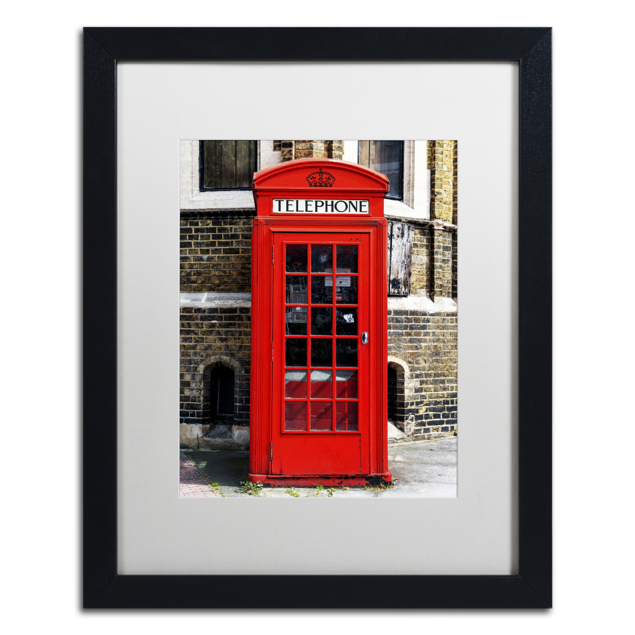 Philippe Hugonnard 'English Phone Booth London' Black Wooden Framed Art 18 X 22 Inches