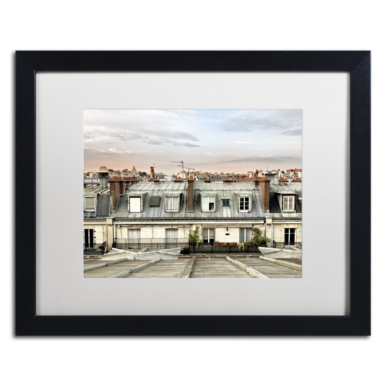 Philippe Hugonnard 'Paris Rooftops' Black Wooden Framed Art 18 X 22 Inches