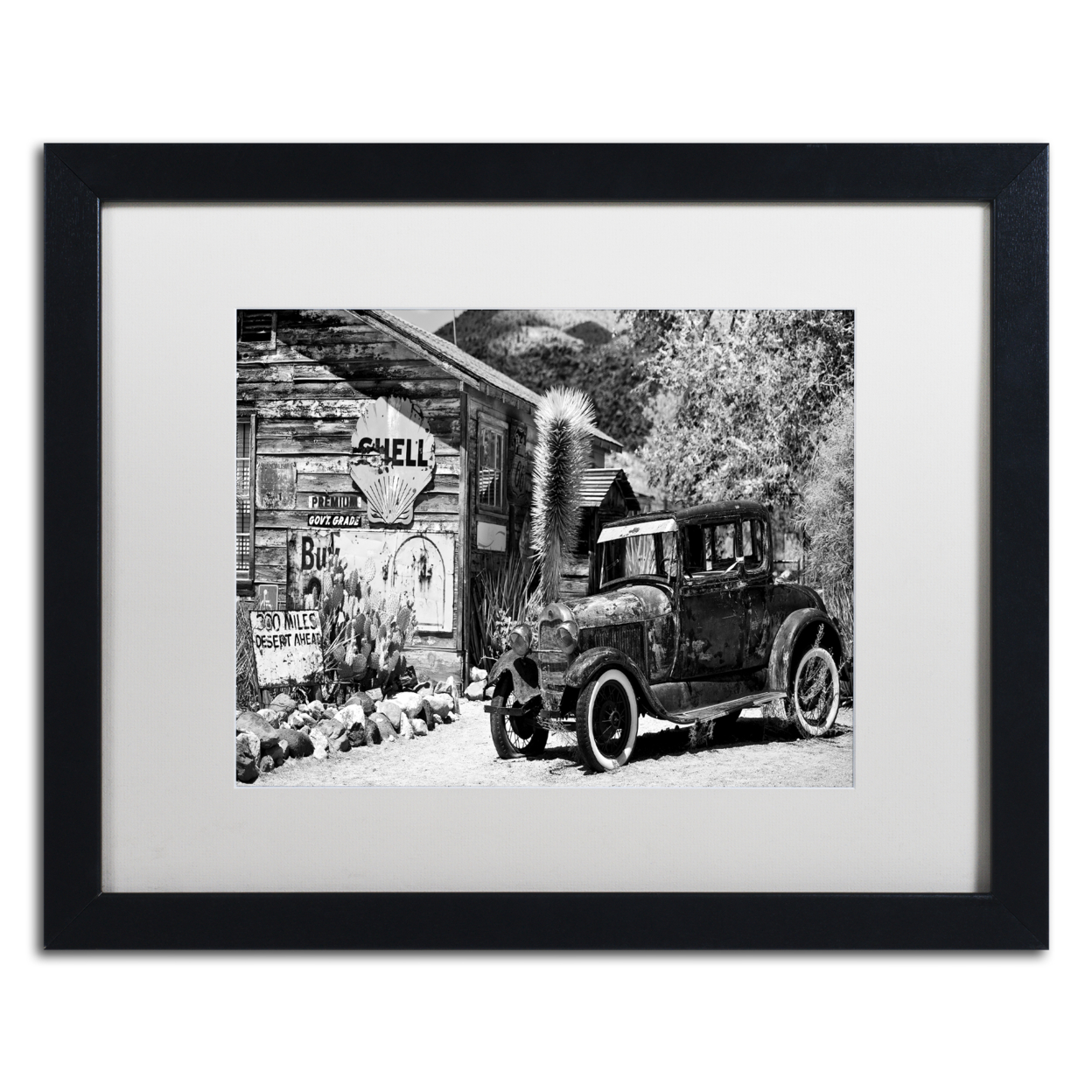 Philippe Hugonnard 'Old American Car' Black Wooden Framed Art 18 X 22 Inches