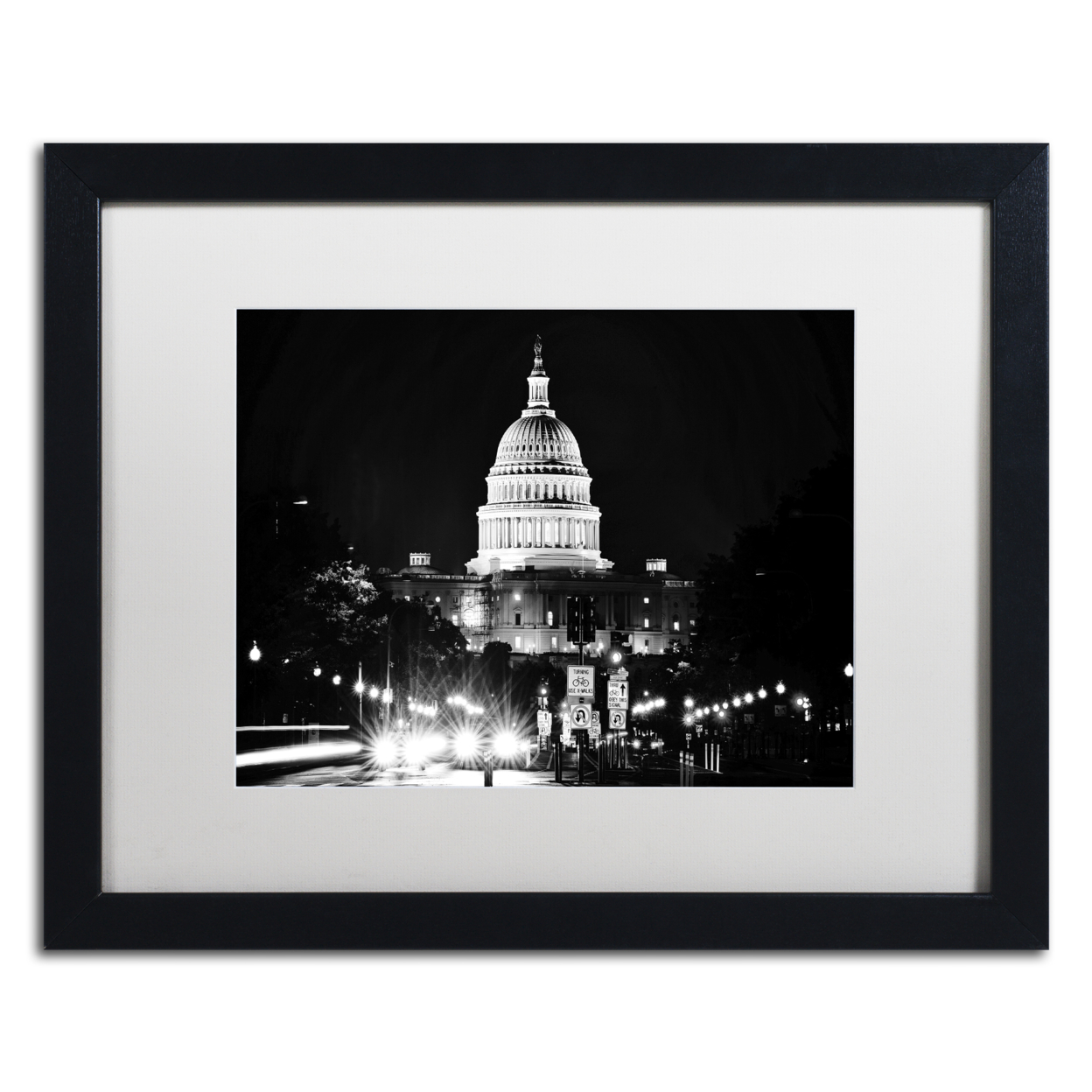 Philippe Hugonnard 'United States Capitol' Black Wooden Framed Art 18 X 22 Inches
