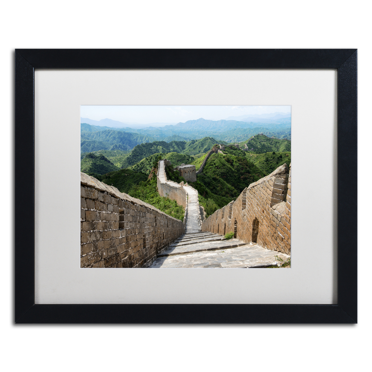 Philippe Hugonnard 'Great Wall V' Black Wooden Framed Art 18 X 22 Inches