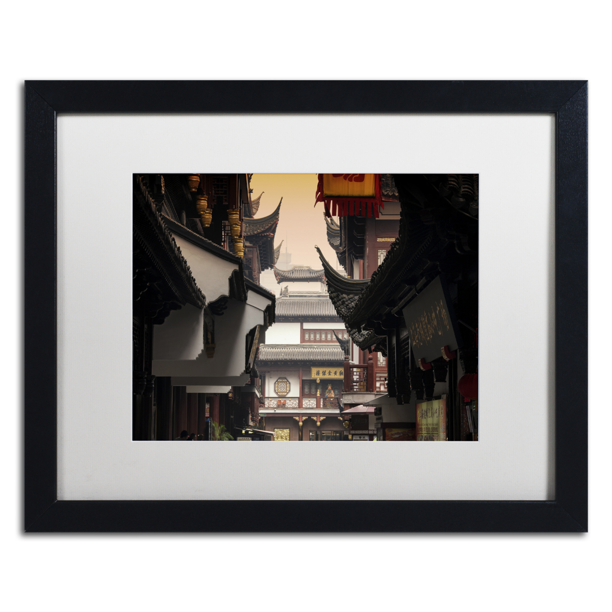 Philippe Hugonnard 'Yuyuan Garden' Black Wooden Framed Art 18 X 22 Inches