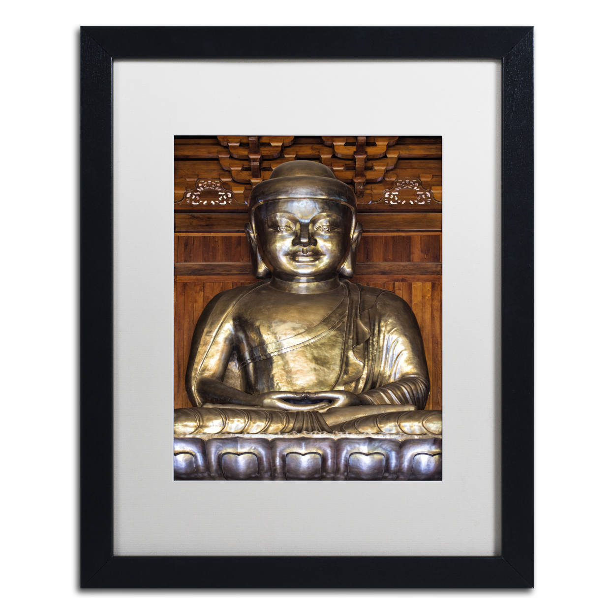 Philippe Hugonnard 'Buddha' Black Wooden Framed Art 18 X 22 Inches