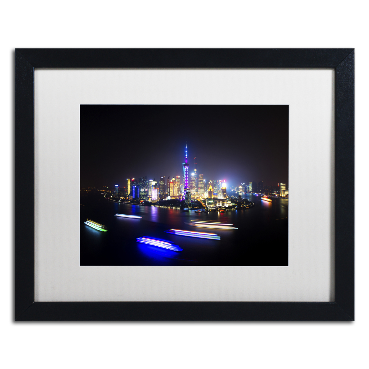 Philippe Hugonnard 'City Skyline' Black Wooden Framed Art 18 X 22 Inches
