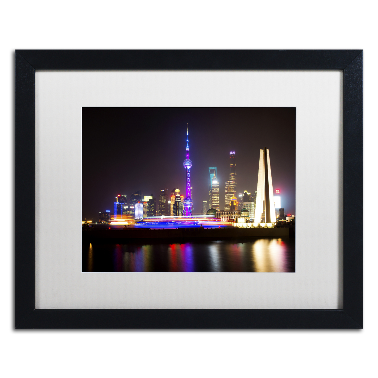 Philippe Hugonnard 'Shanghai City' Black Wooden Framed Art 18 X 22 Inches